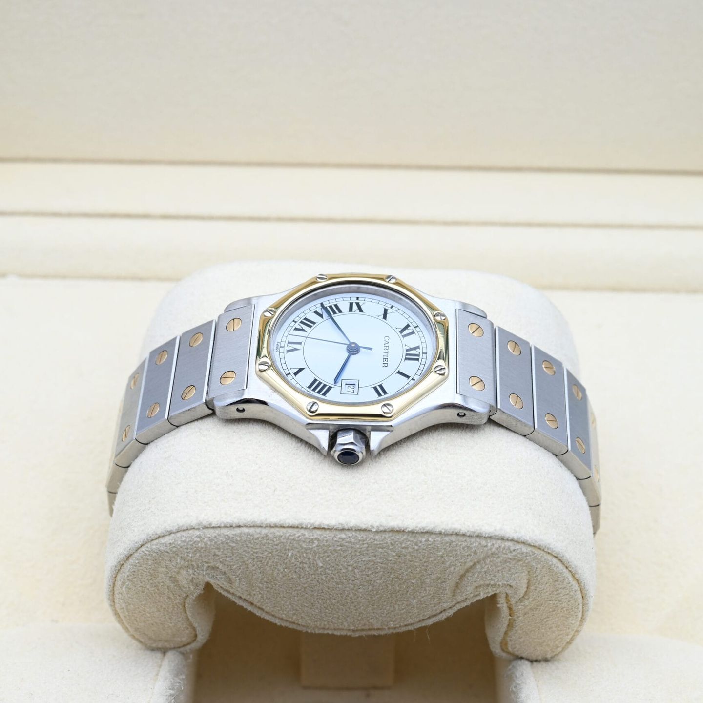 Cartier Santos 2966 (Unknown (random serial)) - White dial 30 mm Gold/Steel case (4/7)