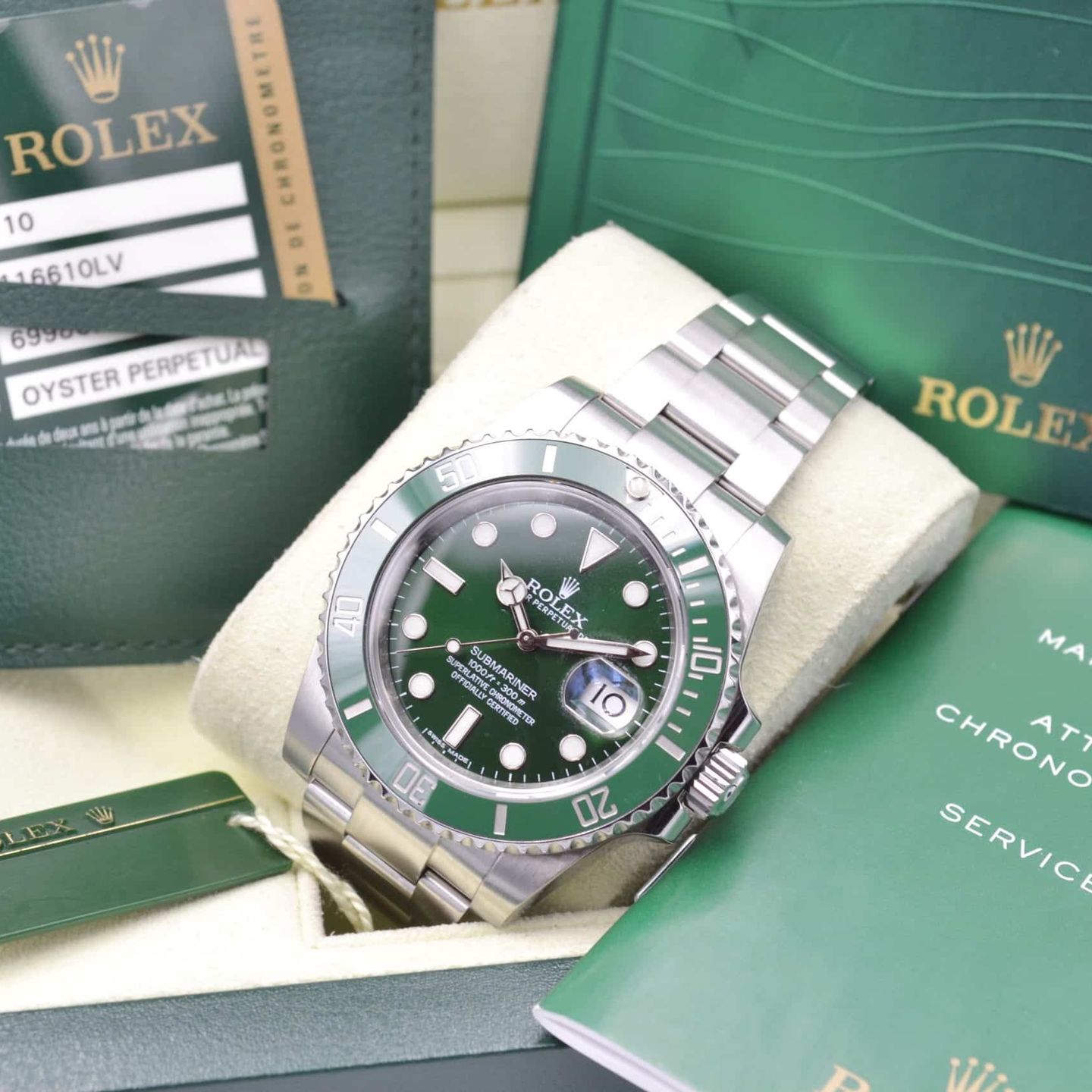 Rolex Submariner Date 116610LV (2013) - Green dial 40 mm Steel case (7/7)