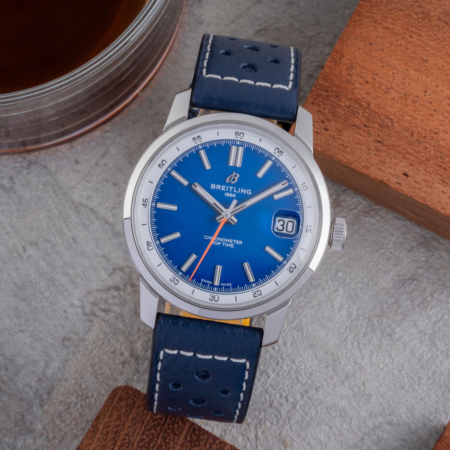 Breitling Top Time AB3113A71C1X1 (2024) - Blauw wijzerplaat 38mm Staal (1/8)