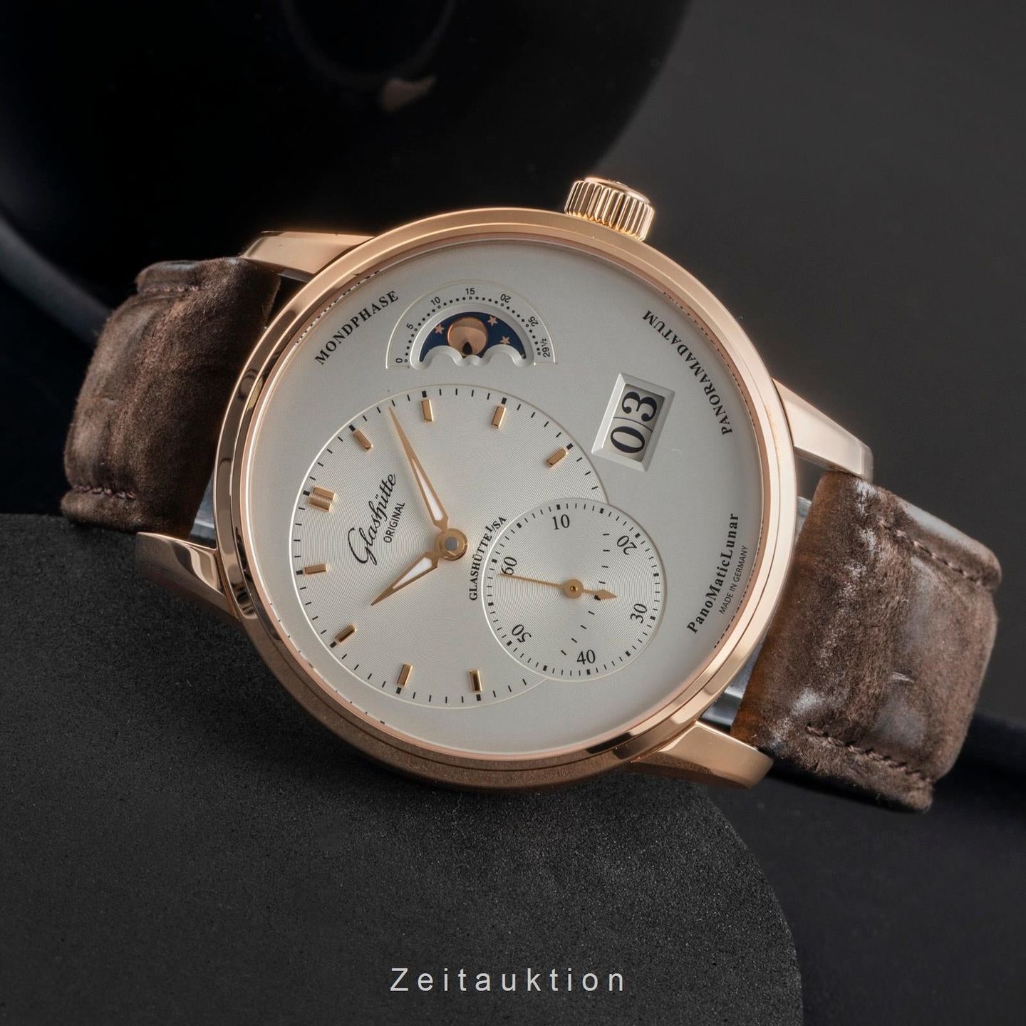 Glashütte Original PanoMaticLunar 1-90-02-45-35-04 (Onbekend (willekeurig serienummer)) - Zilver wijzerplaat 40mm Roodgoud (2/8)