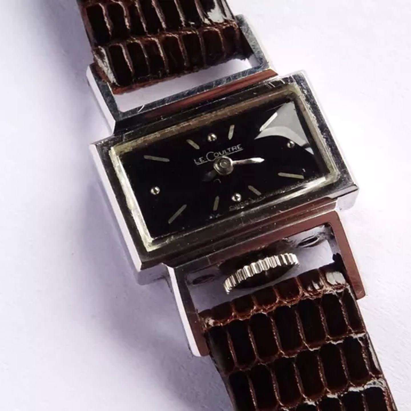 Jaeger-LeCoultre Etrier 238 (1963) - Zwart wijzerplaat 19mm Witgoud (2/8)