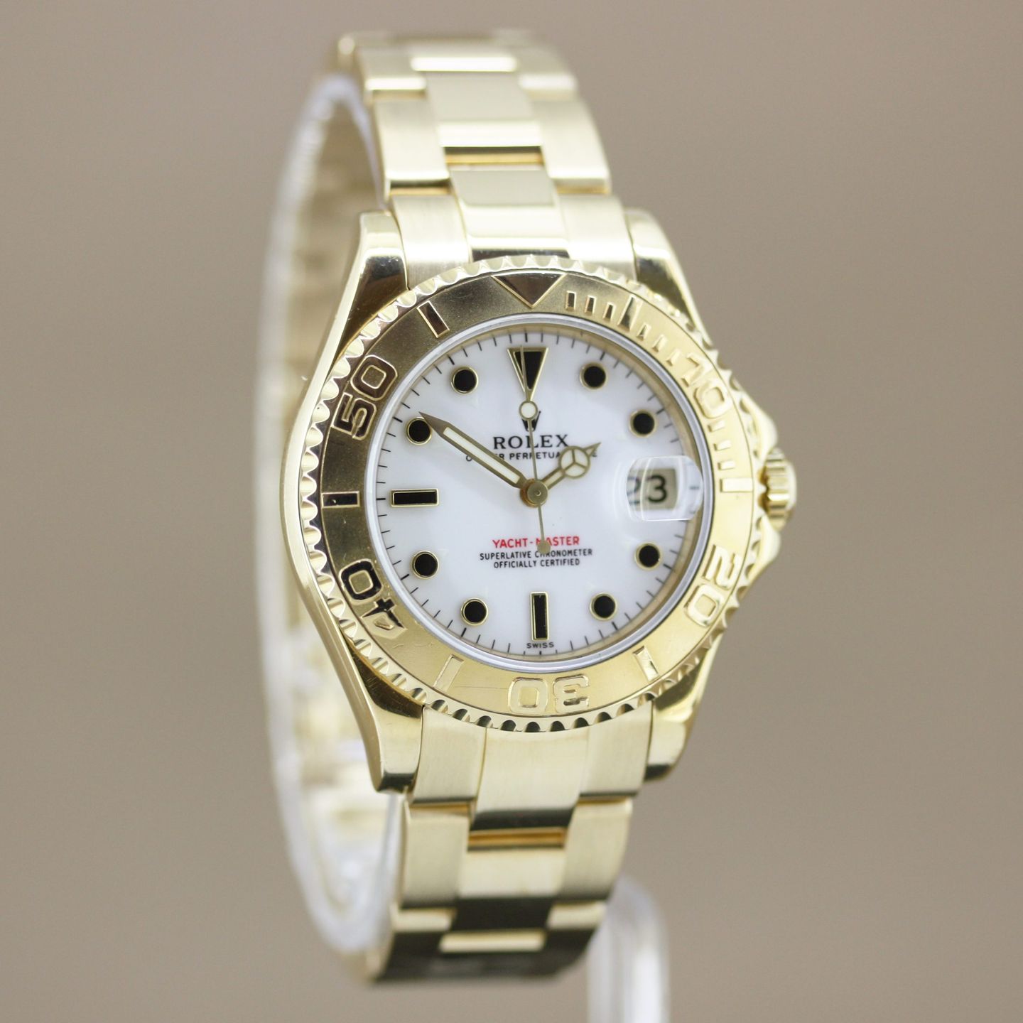 Rolex Yacht-Master 68628 (Unknown (random serial)) - White dial 35 mm Yellow Gold case (3/8)