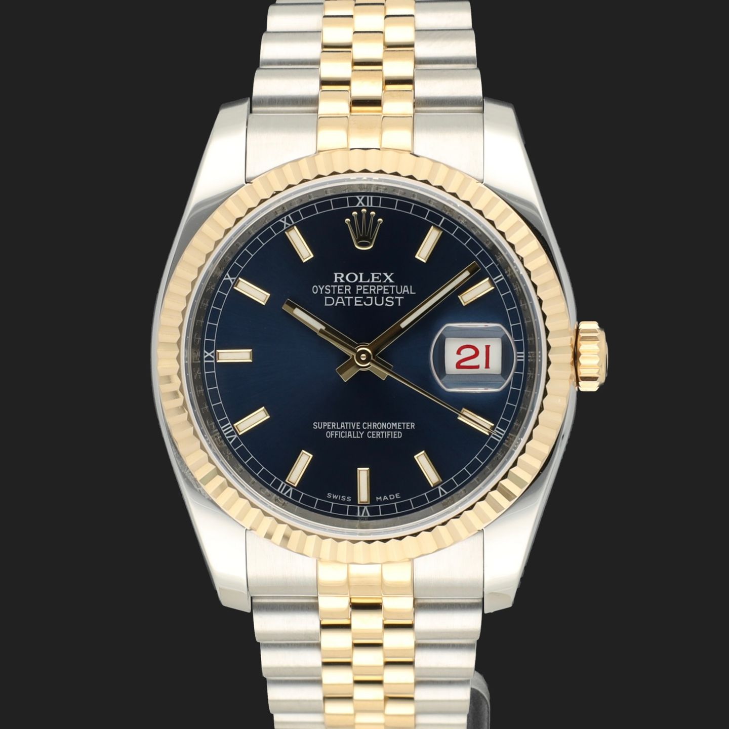 Rolex Datejust 36 116233 (2011) - Blue dial 36 mm Gold/Steel case (2/8)