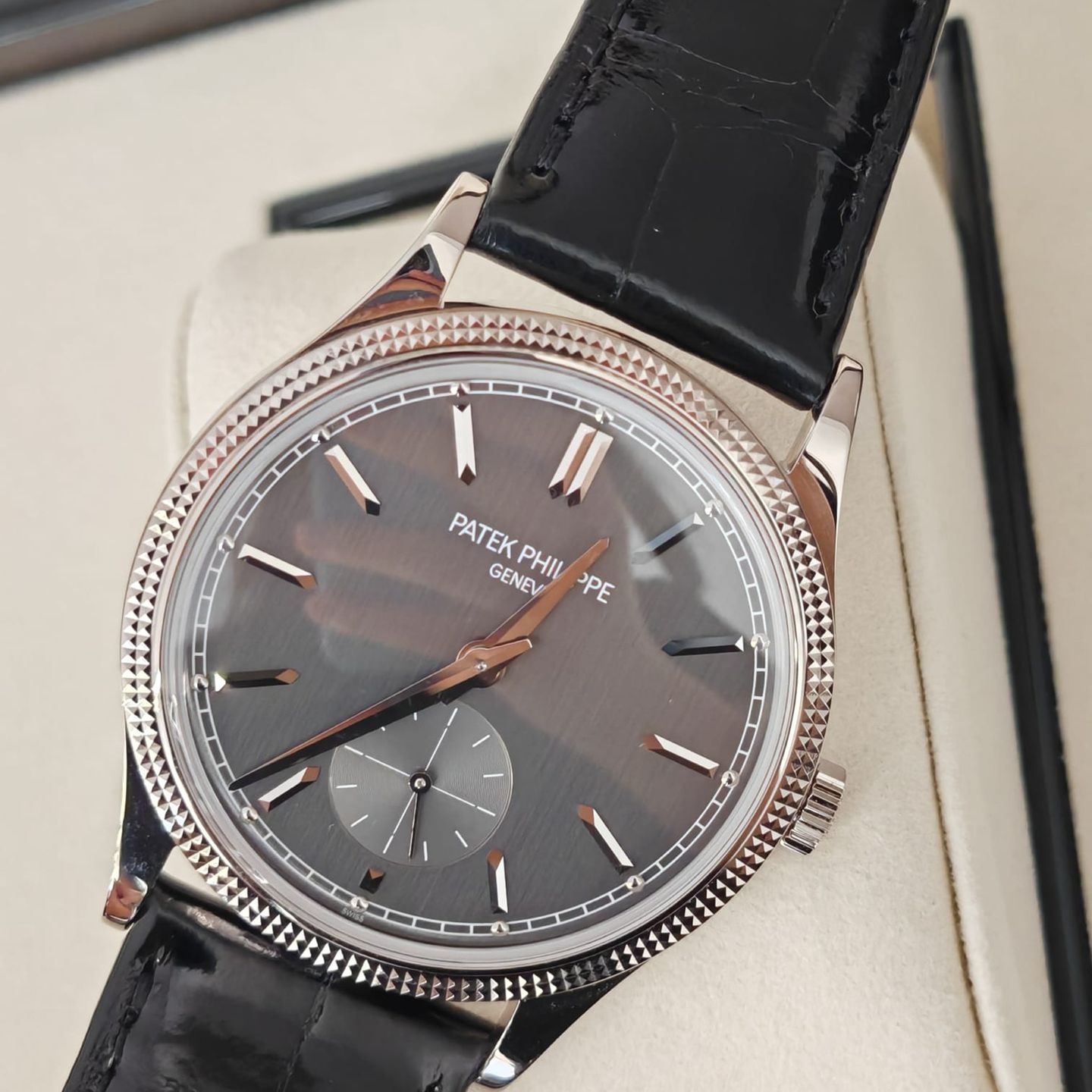 Patek Philippe Calatrava 6119G-001 (2025) - Grijs wijzerplaat 39mm Witgoud (8/8)