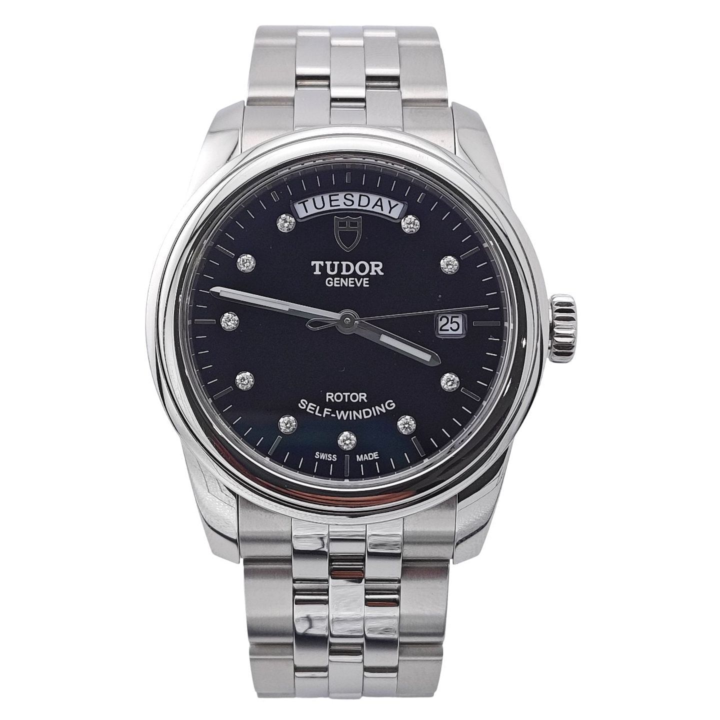 Tudor Glamour Date-Day 56000 (Onbekend (willekeurig serienummer)) - Zwart wijzerplaat 39mm Staal (1/8)