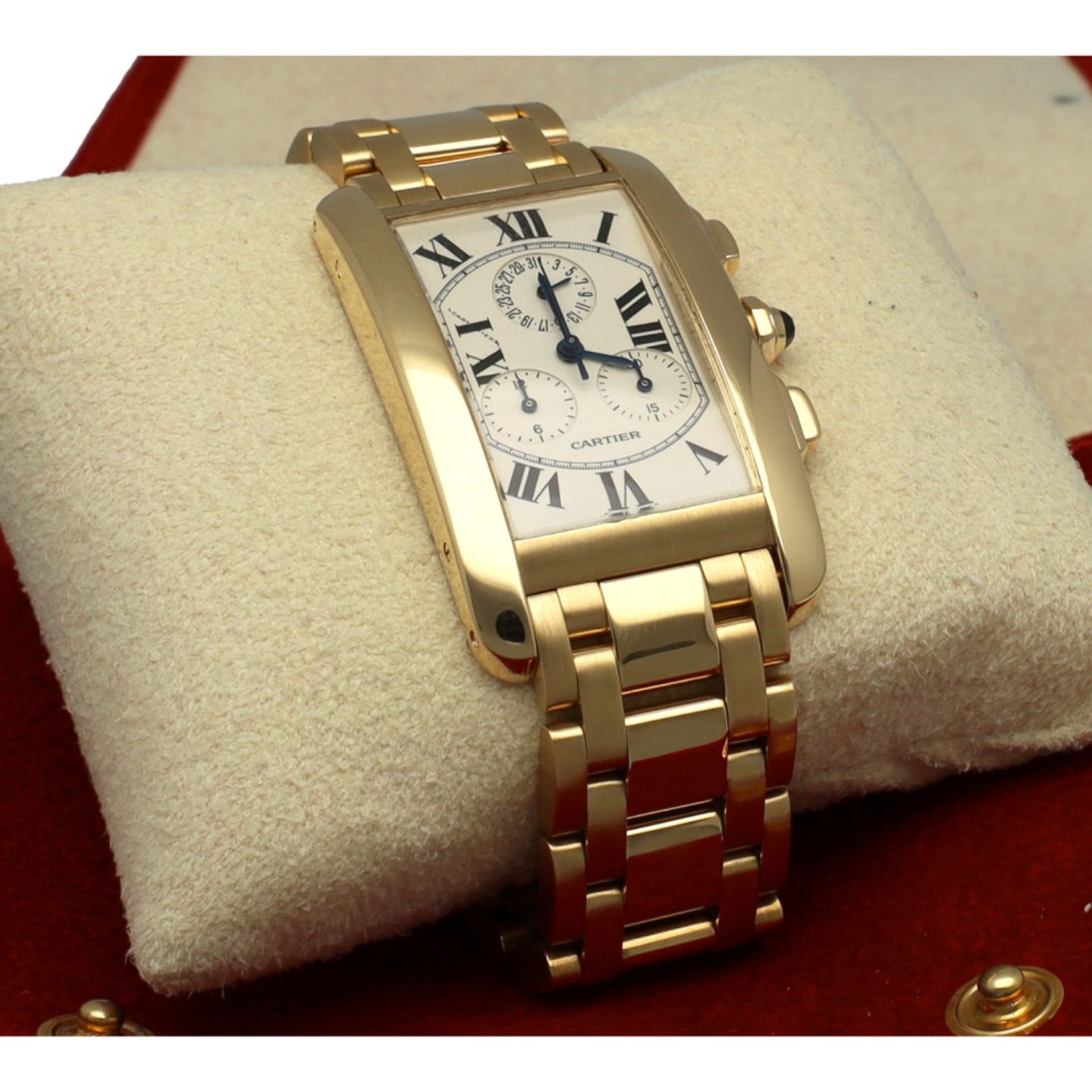 Cartier Tank Américaine 1730 (1999) - White dial 26 mm Yellow Gold case (6/7)