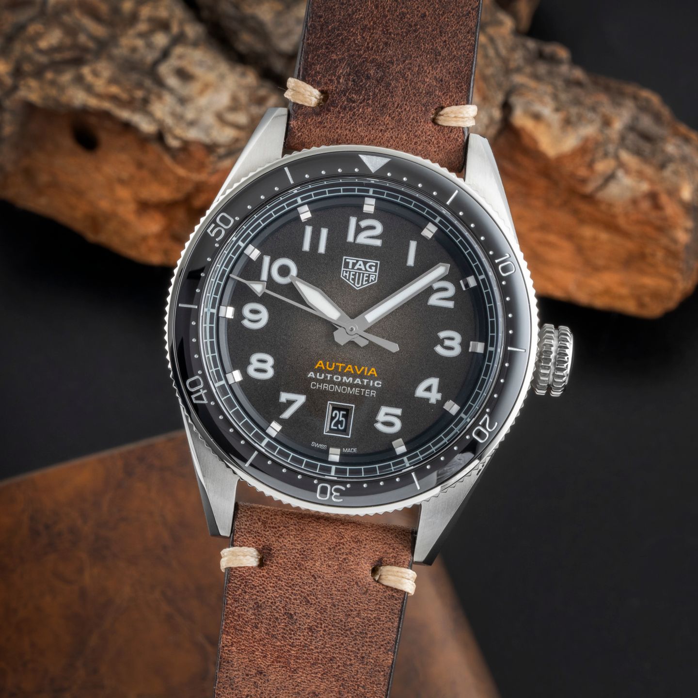 TAG Heuer Autavia WBE5114.FC8266 (Onbekend (willekeurig serienummer)) - Zwart wijzerplaat 42mm Staal (3/8)