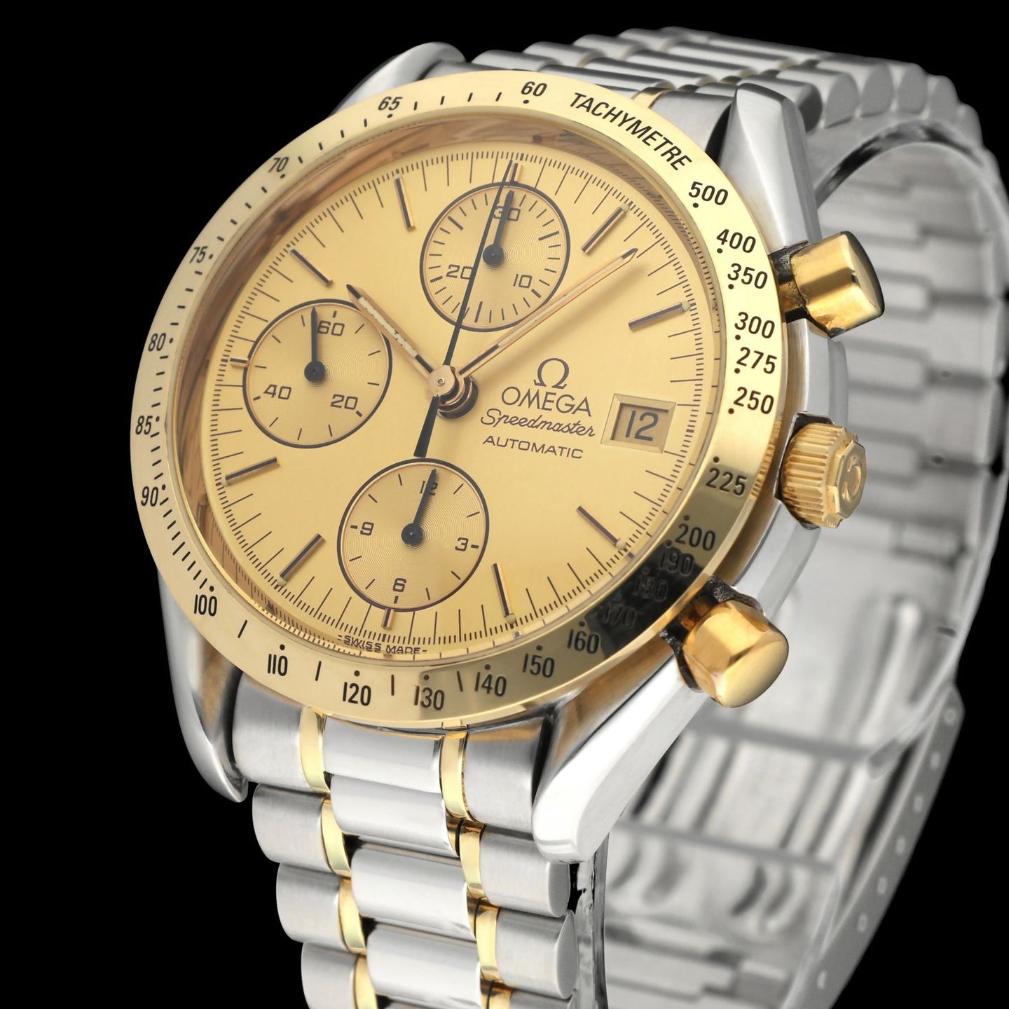Omega Speedmaster Date 3311.10.00 (1997) - Gold dial 39 mm Gold/Steel case (7/8)