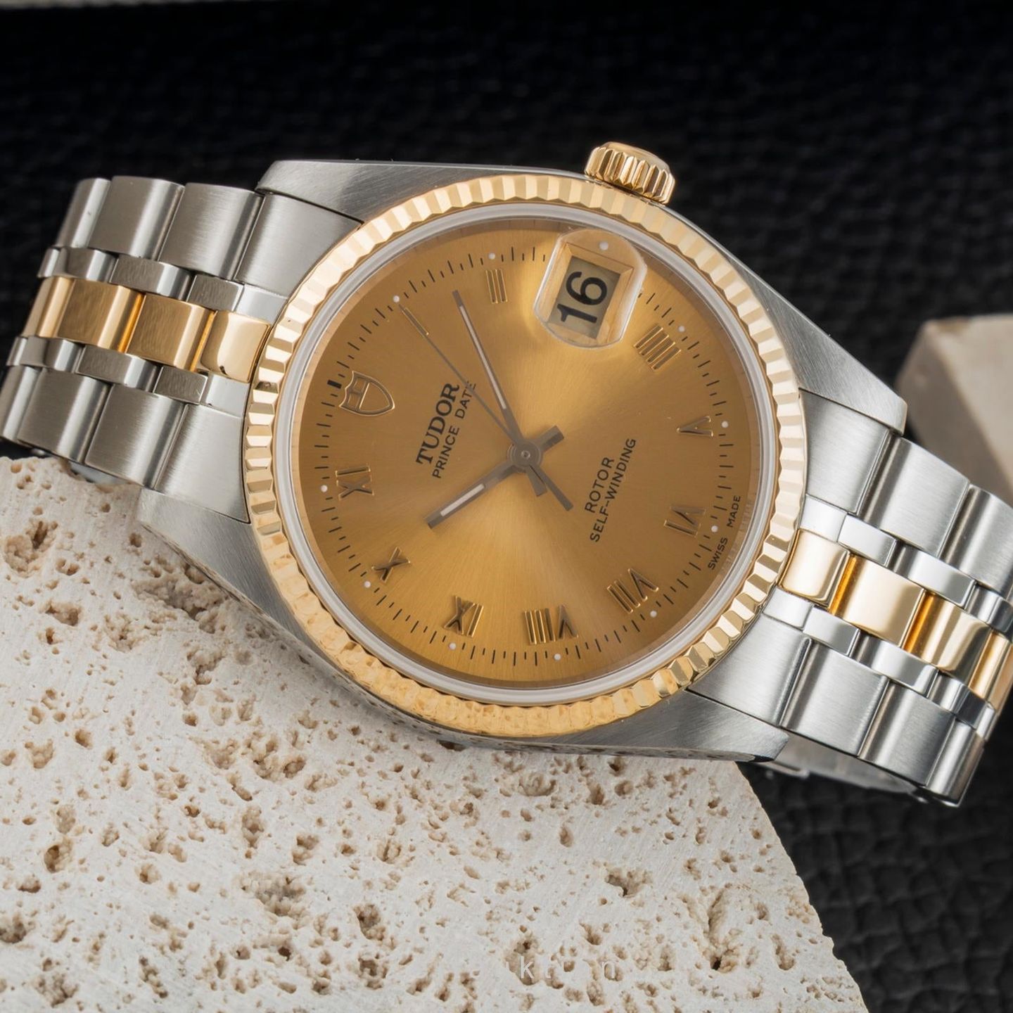 Tudor Prince Date 74033 (Onbekend (willekeurig serienummer)) - Goud wijzerplaat 34mm Goud/Staal (2/8)