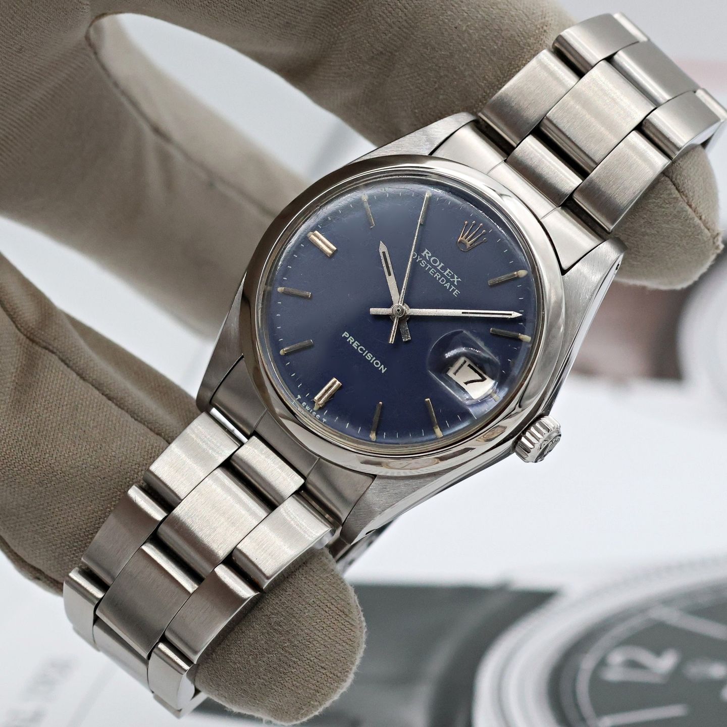 Rolex Oyster Precision 6694 (Unknown (random serial)) - Blue dial 34 mm Steel case (7/8)