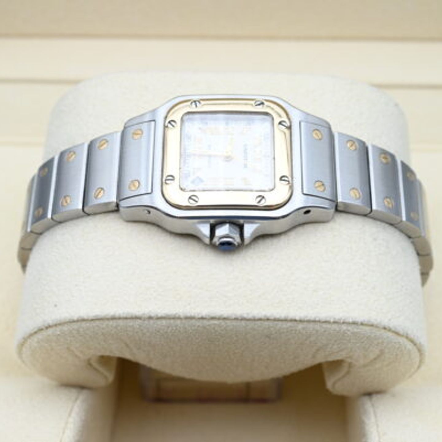 Cartier Santos Galbée 2423 (Unknown (random serial)) - White dial 24 mm Gold/Steel case (5/9)