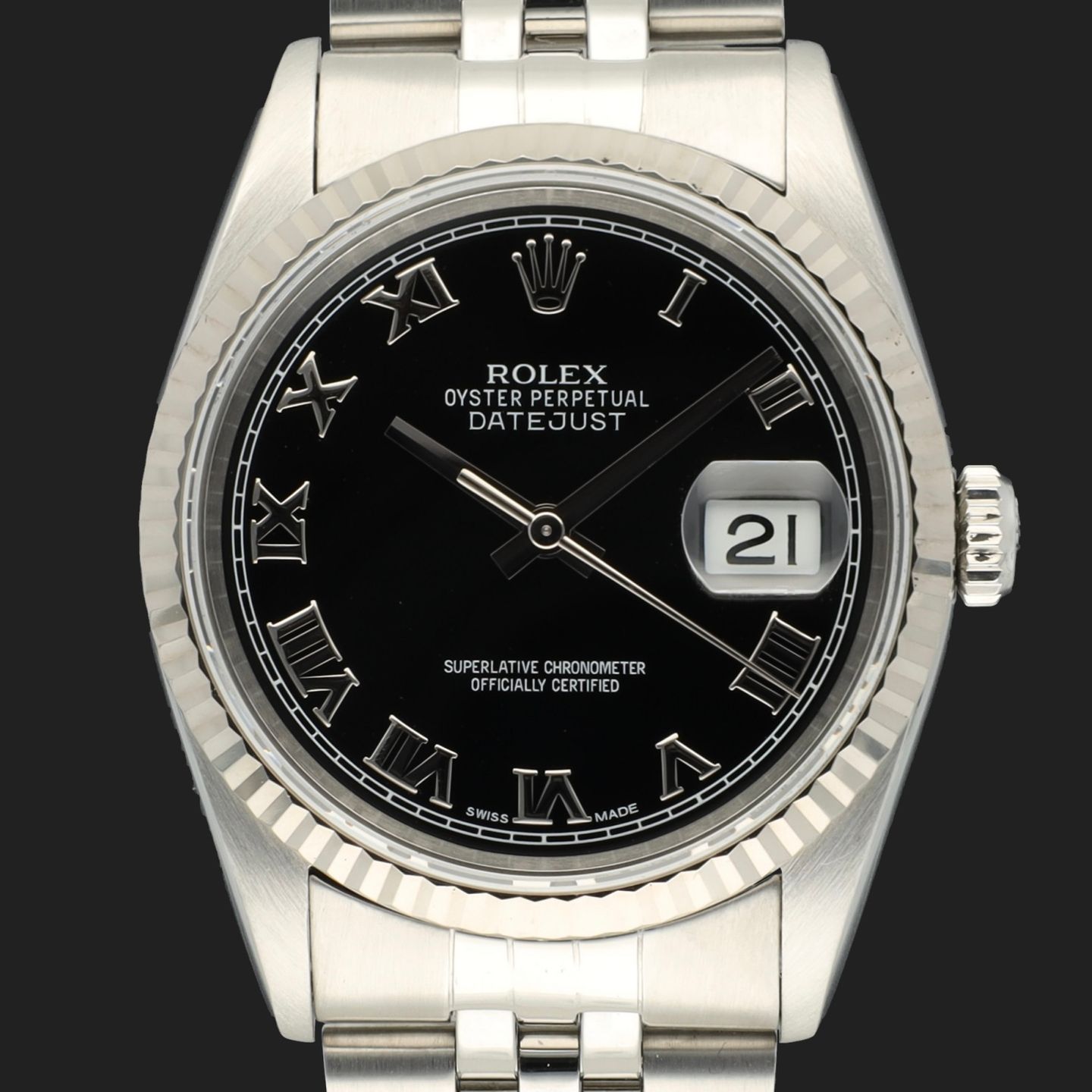 Rolex Datejust 36 16234 (1997) - Black dial 36 mm Steel case (3/8)