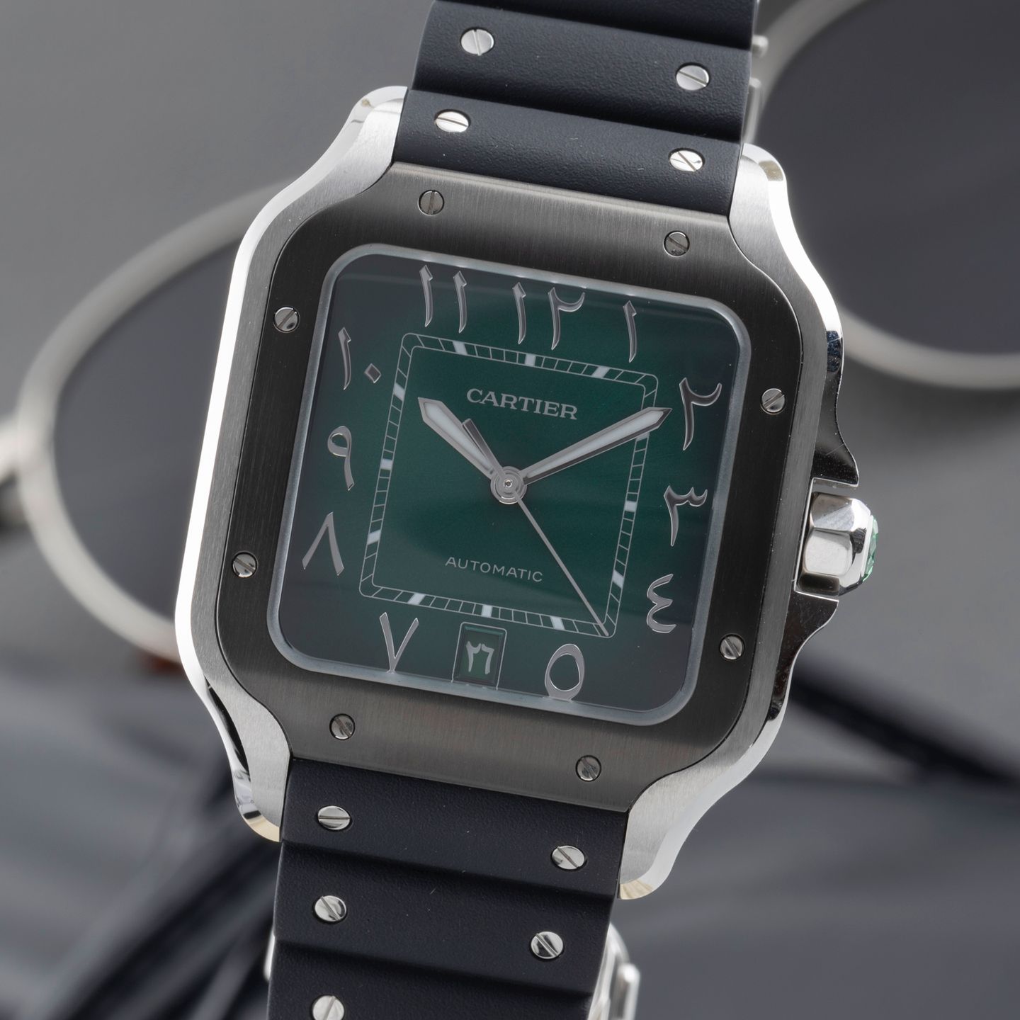 Cartier Santos WSSA0055 (2024) - Green dial 40 mm Steel case (3/8)