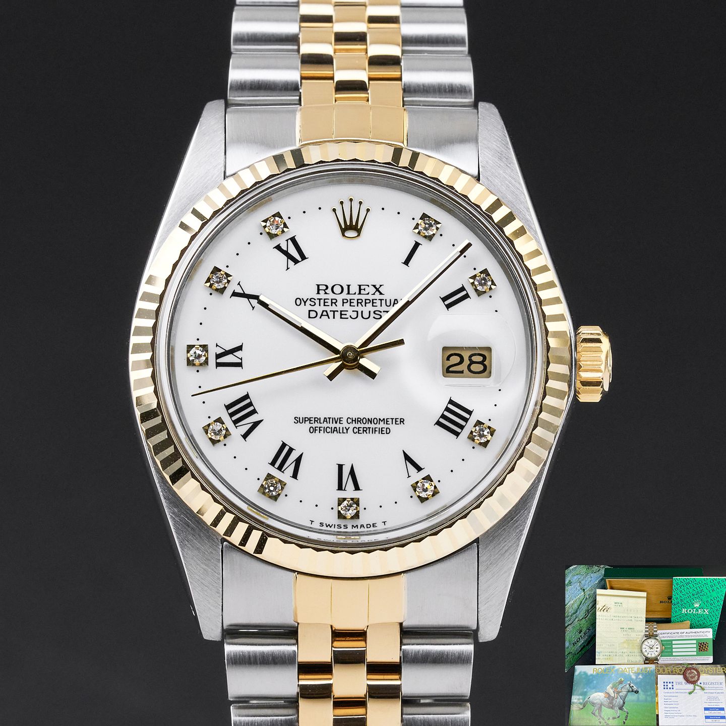 Rolex Datejust 36 16013 (1988) - White dial 36 mm Gold/Steel case (1/8)