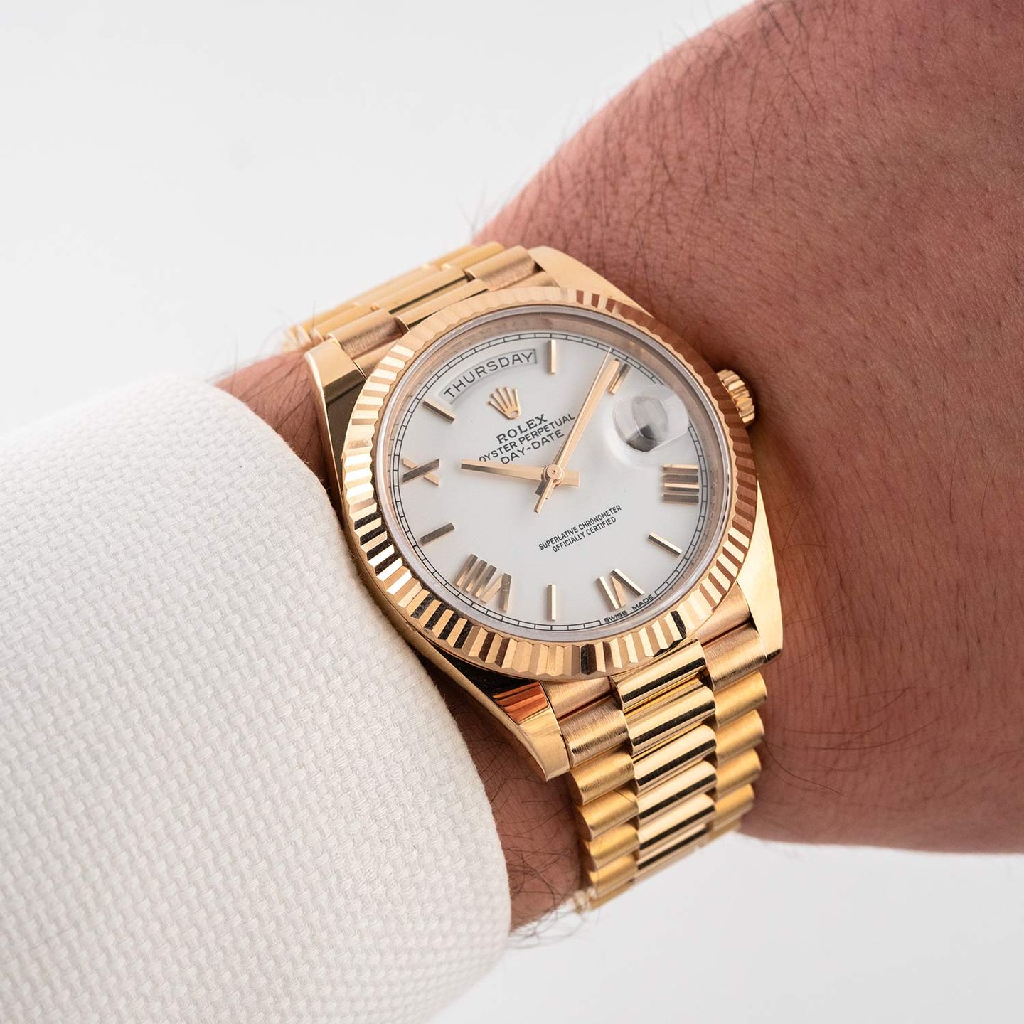 Rolex Day-Date 40 228235 (2019) - White dial 40 mm Rose Gold case (6/7)