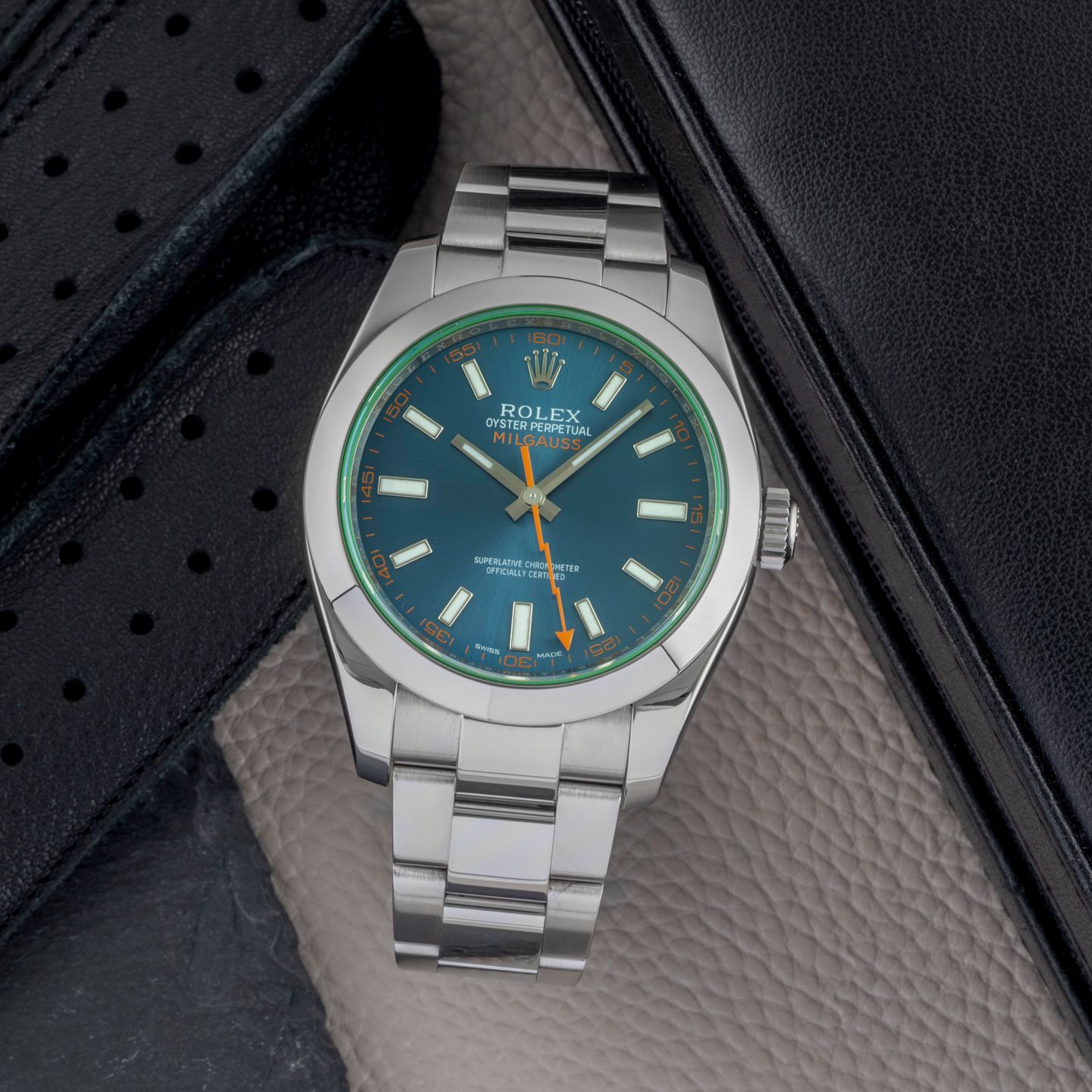 Rolex Milgauss 116400GV (Unknown (random serial)) - Blue dial 40 mm Steel case (1/8)