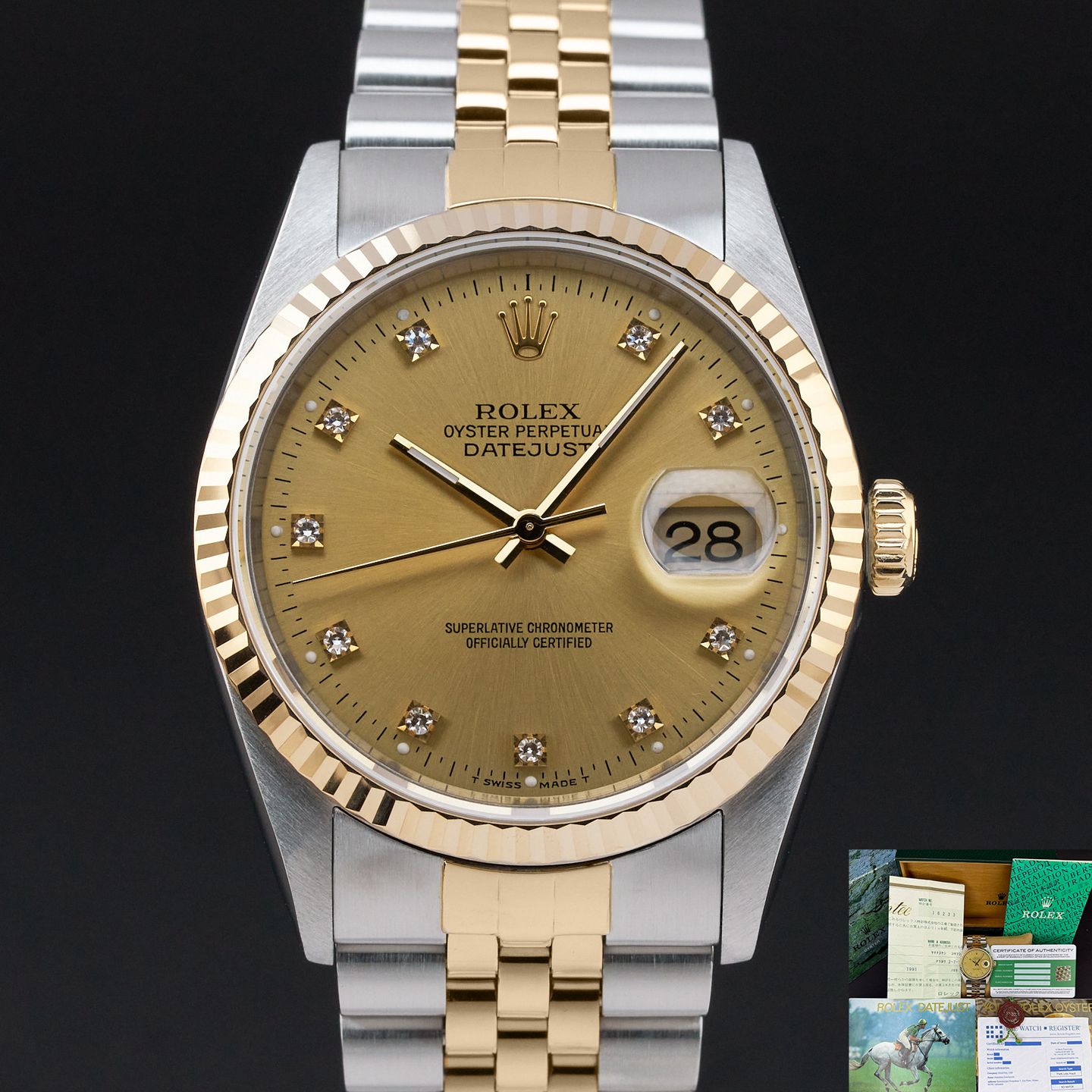 Rolex Datejust 36 16233 (1990) - 36 mm Gold/Steel case (1/8)