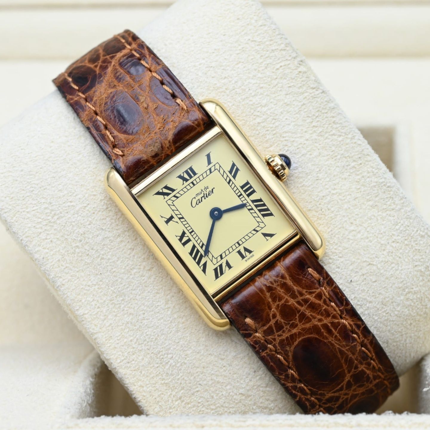 Cartier Tank Vermeil 5057001 (1989) - Yellow dial 20 mm Silver case (1/8)