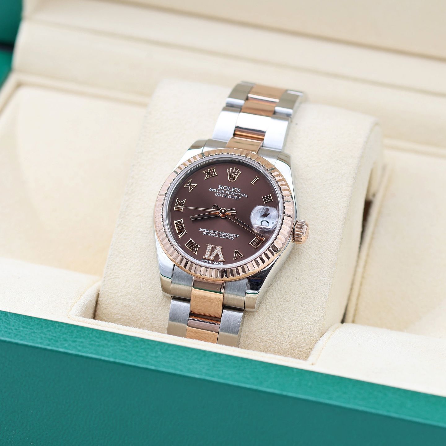 Rolex Datejust 31 278271 (2023) - Brown dial 31 mm Gold/Steel case (1/8)