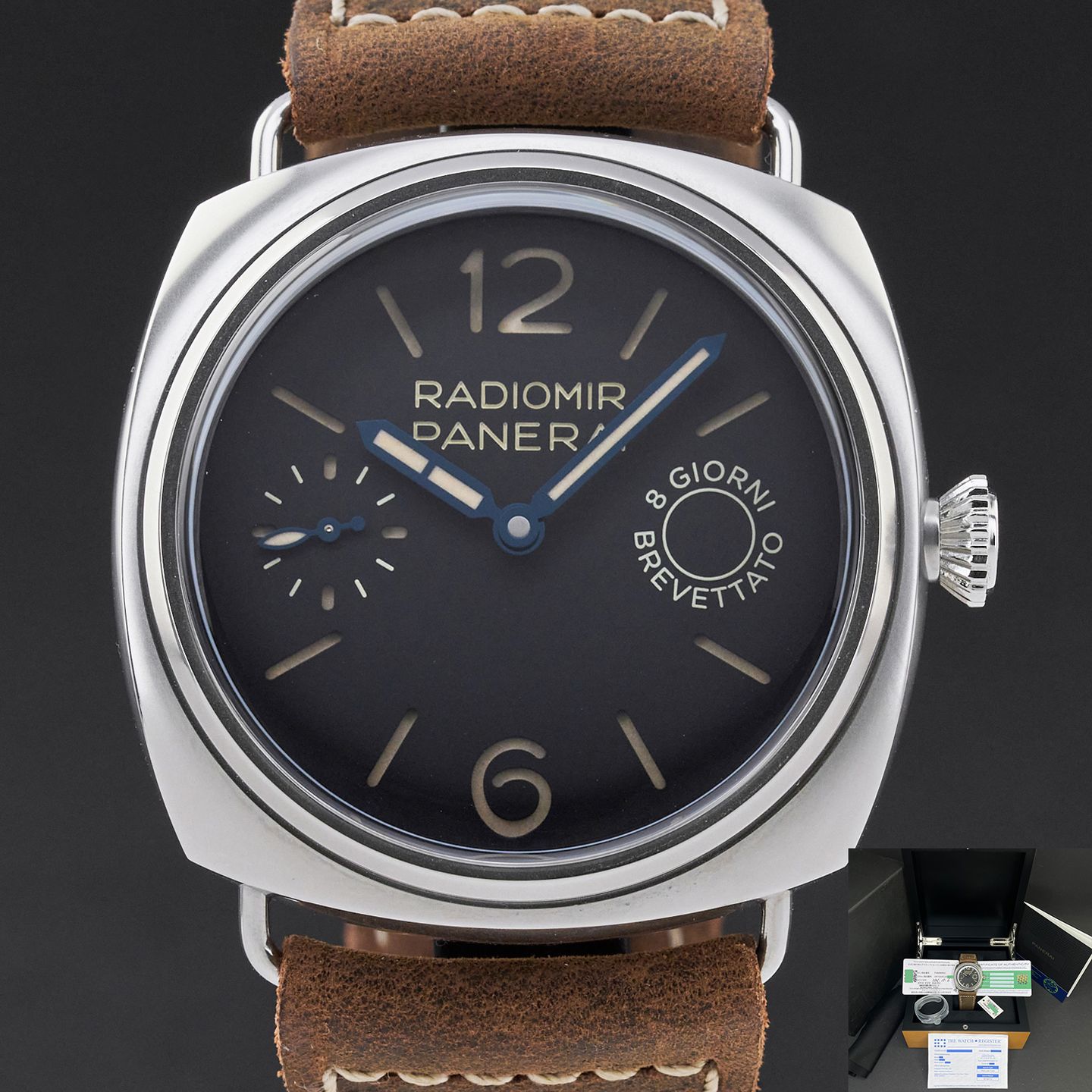 Panerai Radiomir 8 Days PAM00992 (2021) - Zwart wijzerplaat 45mm Staal (1/8)