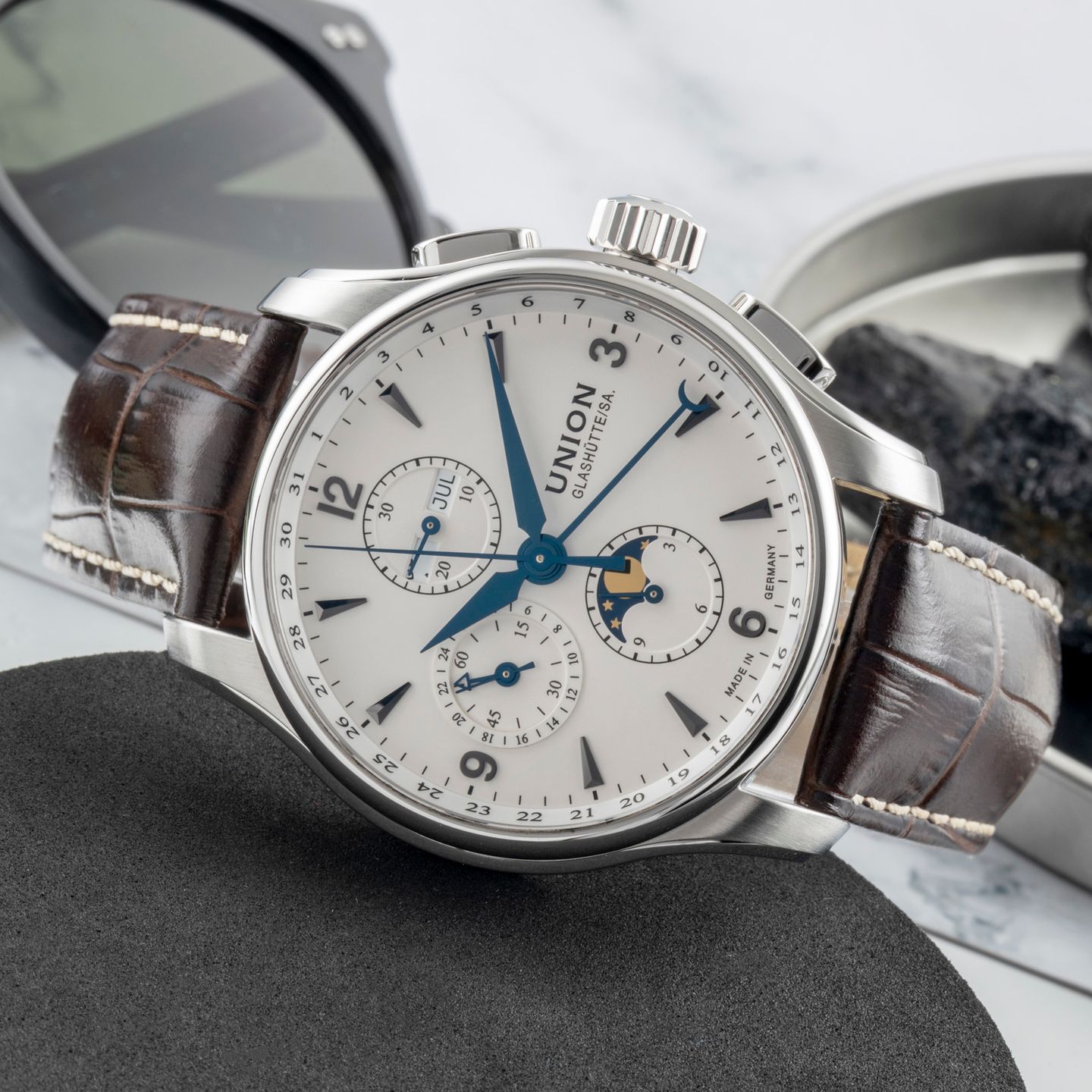 Union Glashütte Belisar Chronograph D002.425.16.037.00 (Onbekend (willekeurig serienummer)) - Wit wijzerplaat 42mm Staal (2/8)