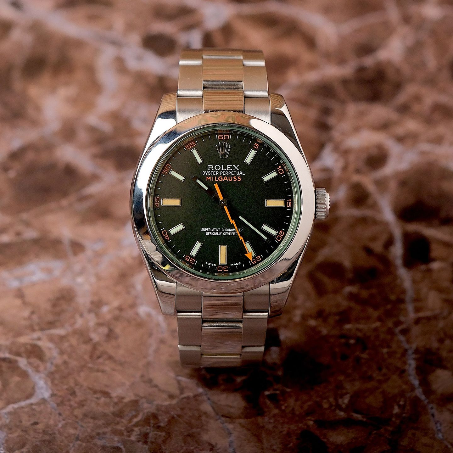 Rolex Milgauss 116400GV (Onbekend (willekeurig serienummer)) - Zwart wijzerplaat 40mm Staal (6/8)