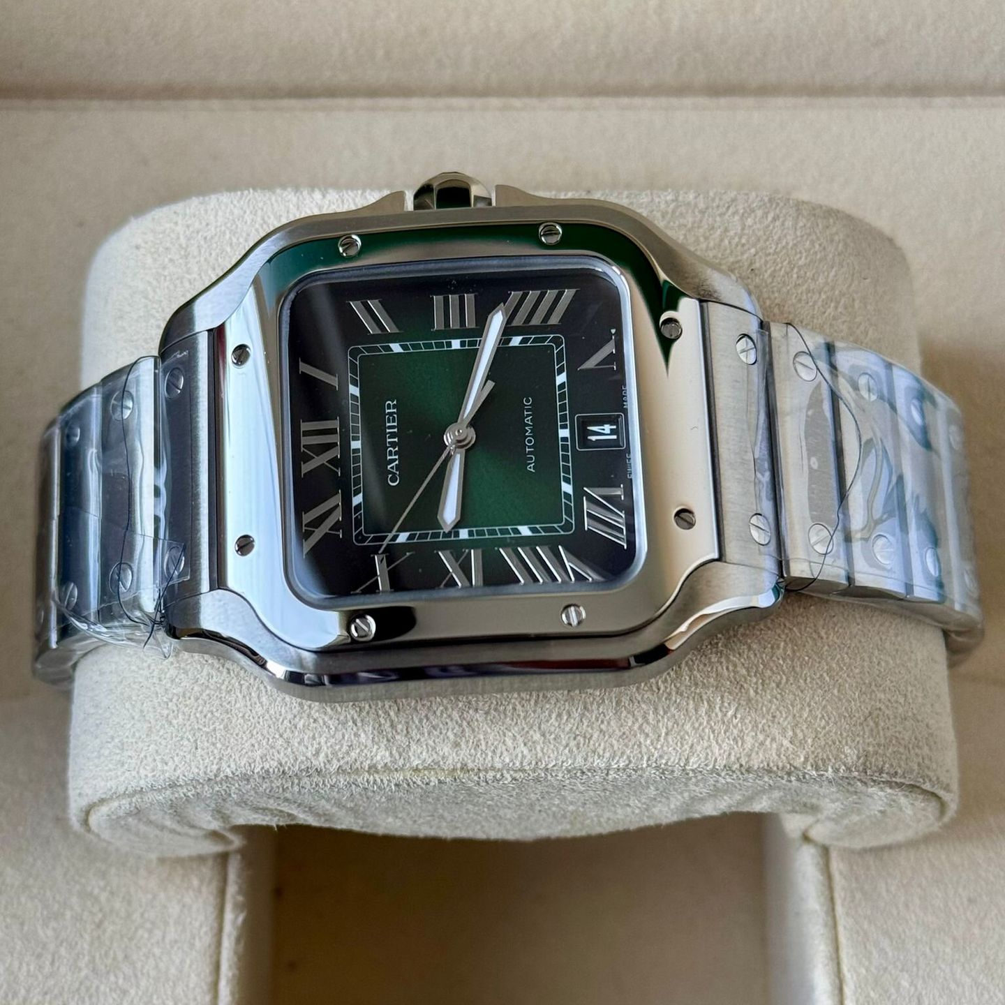 Cartier Santos WSSA0062 (2024) - Green dial 40 mm Steel case (5/7)