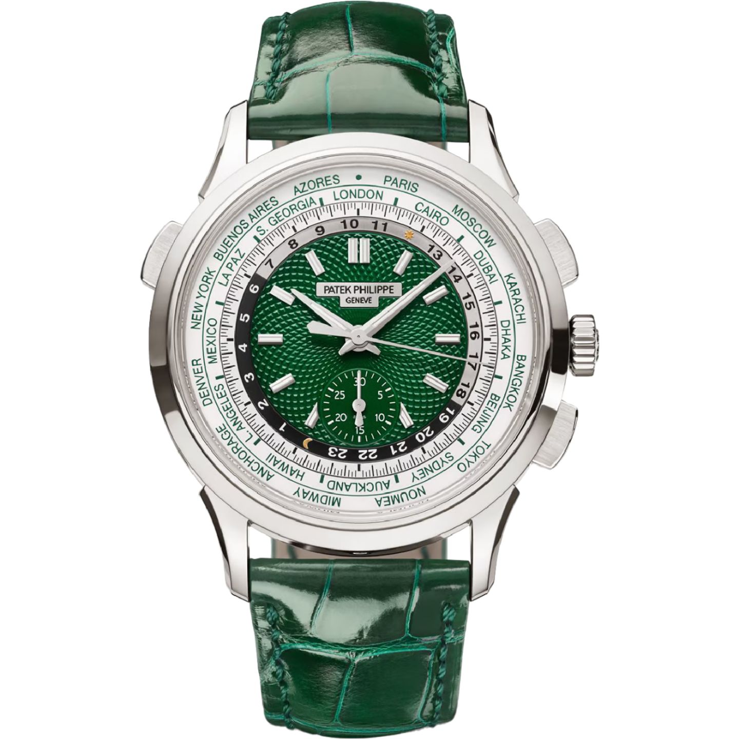 Patek Philippe World Time Chronograph 5930P-001 (2024) - Green dial 39 mm Platinum case (1/8)