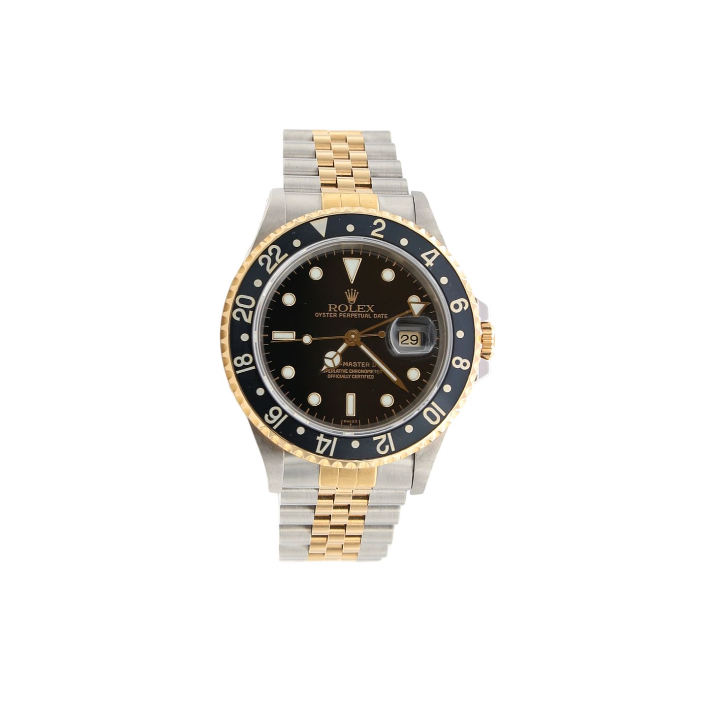 Rolex GMT-Master II 16713 (Onbekend (willekeurig serienummer)) - Zwart wijzerplaat 40mm Goud/Staal (1/8)