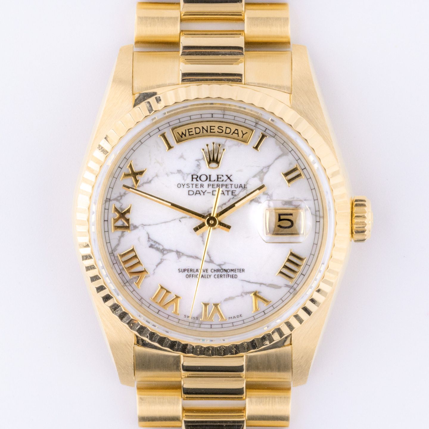 Rolex Day-Date 36 18238 (1995) - White dial 36 mm Yellow Gold case (3/8)