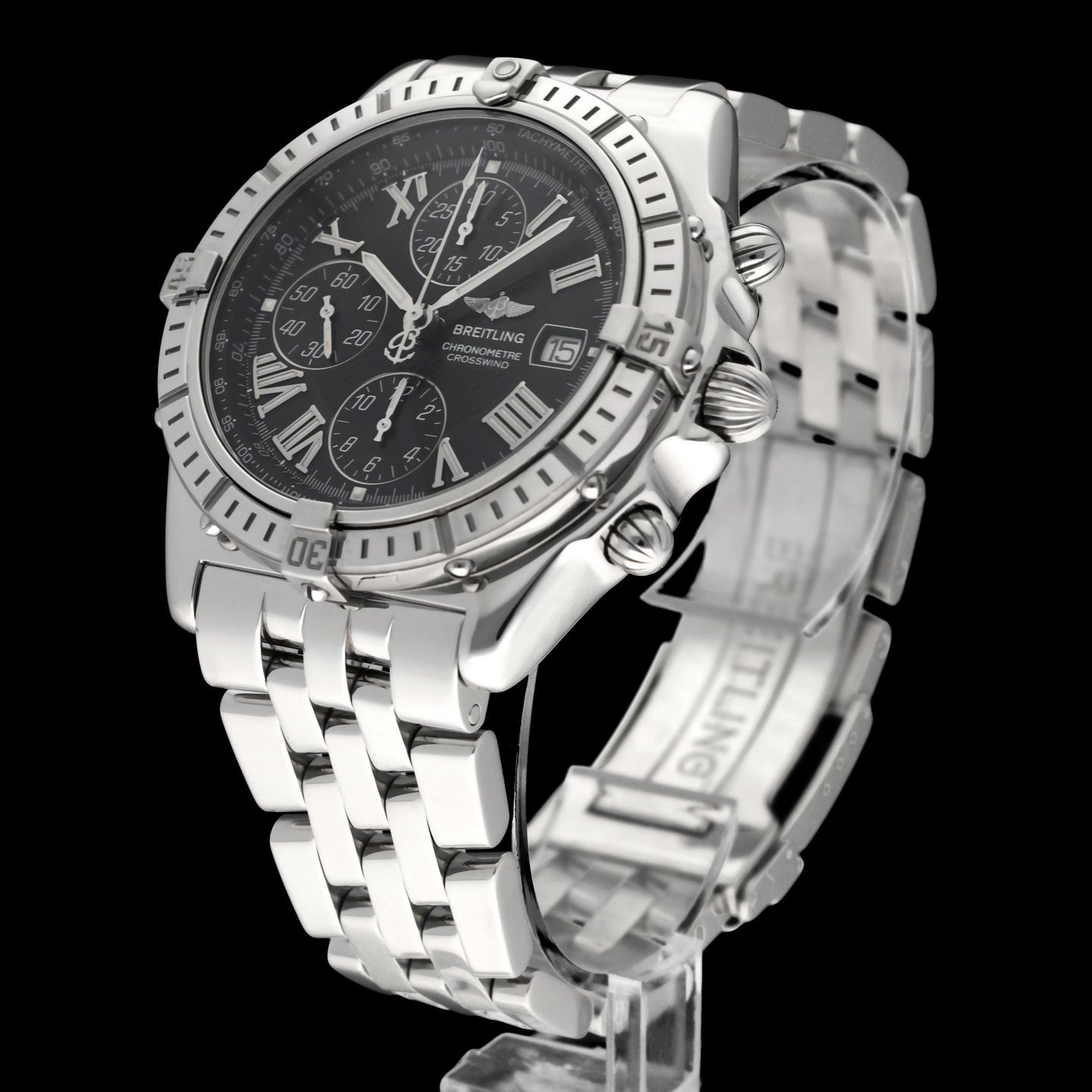 Breitling Crosswind Chronograph A13355 (2002) - Zwart wijzerplaat 43mm Staal (5/8)