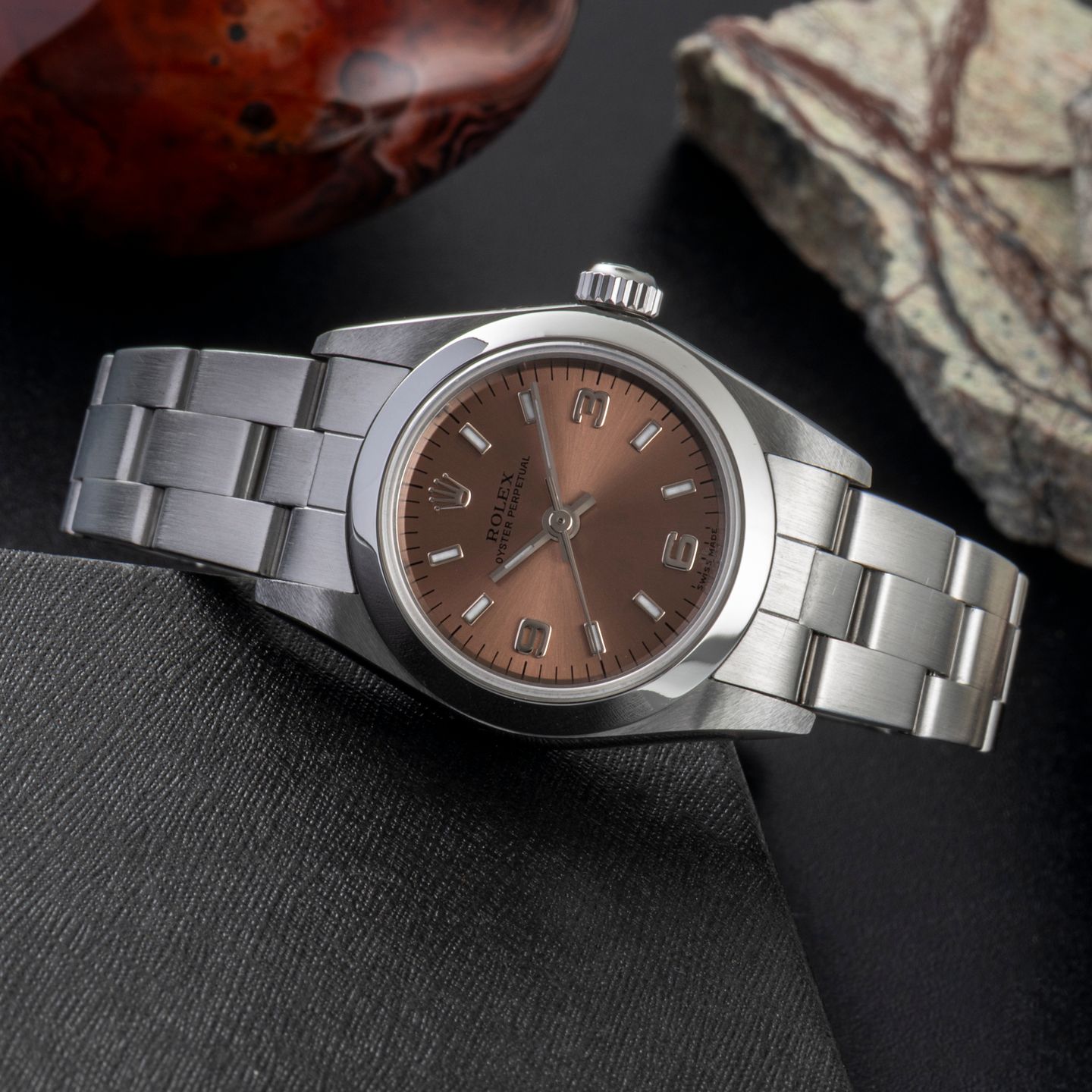 Rolex Oyster Perpetual 76080 (1999) - Roze wijzerplaat 24mm Staal (2/8)