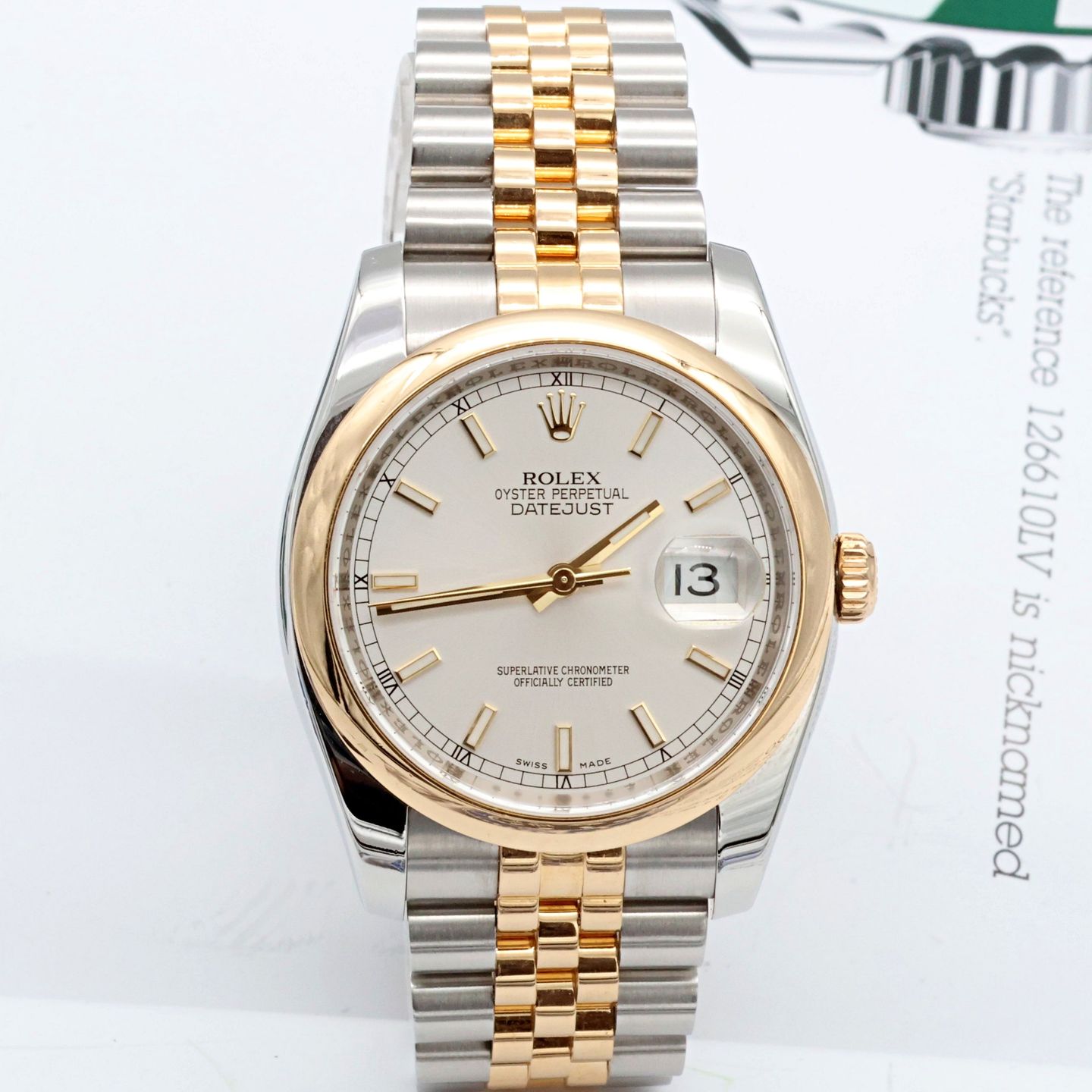 Rolex Datejust 36 116203 (Unknown (random serial)) - Silver dial 36 mm Gold/Steel case (8/8)
