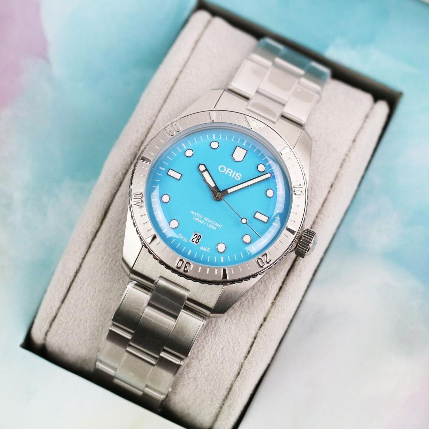 Oris Divers Sixty Five 01 733 7771 4055-07 8 19 18 (Unknown (random serial)) - Turquoise dial 38 mm Steel case (5/7)