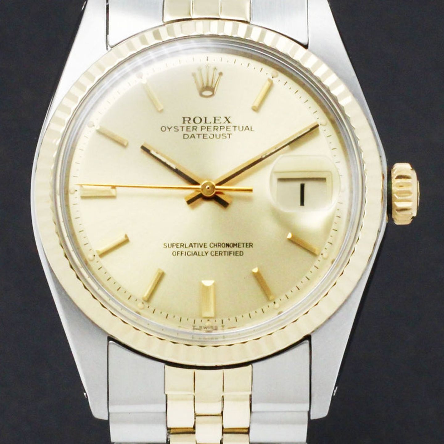 Rolex Datejust 1601 (1973) - Gold dial 36 mm Gold/Steel case (1/7)