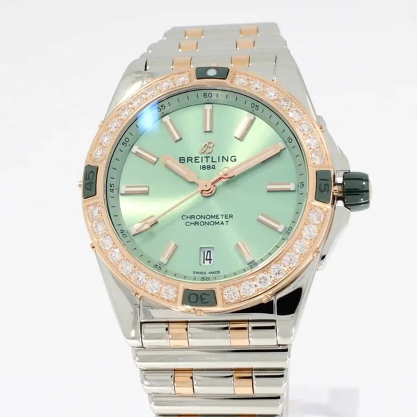 Breitling Chronomat 38 U17356531L1U1 (2023) - Pink dial 38 mm Gold/Steel case (1/2)