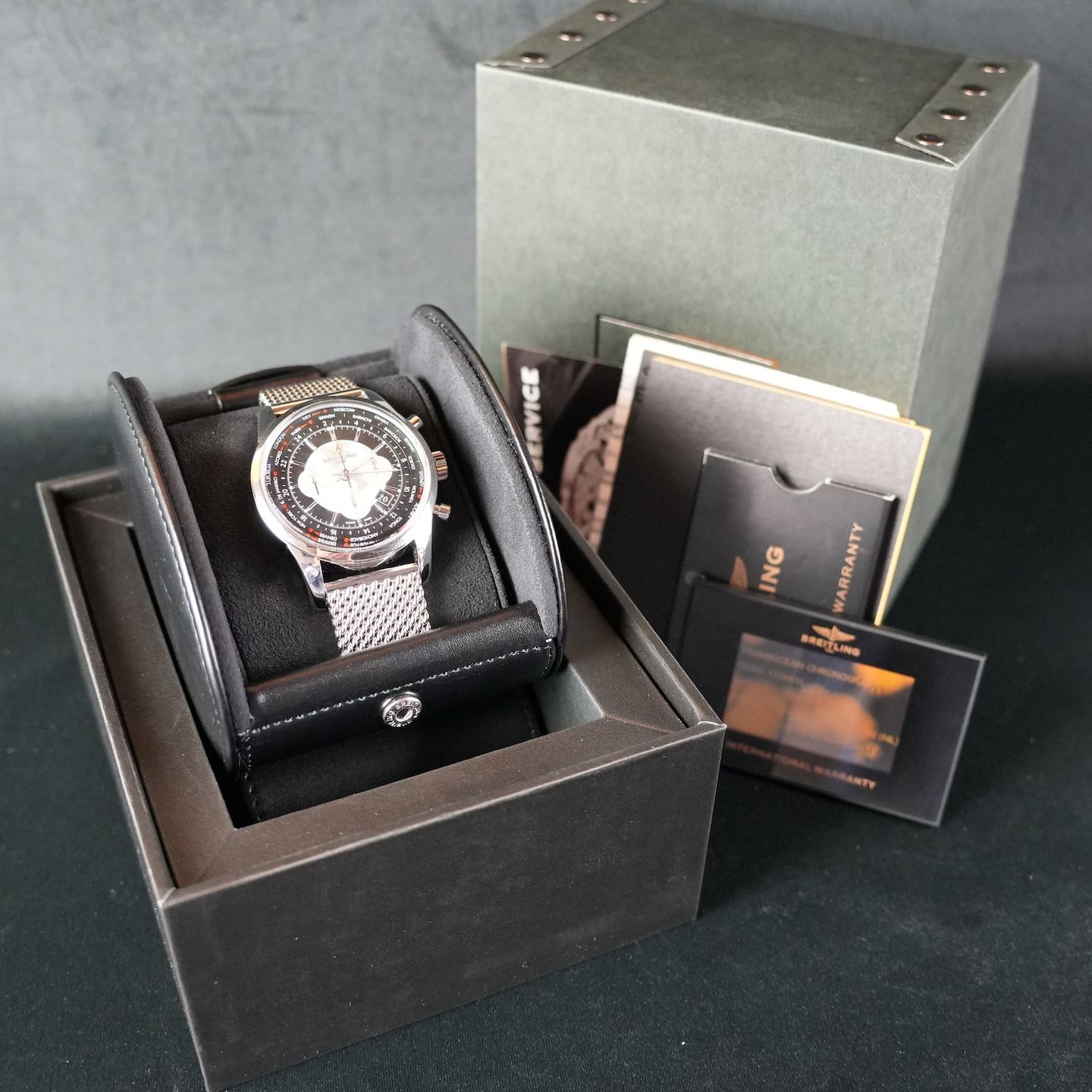 Breitling Transocean Chronograph Unitime AB0510U4 (2014) - Zwart wijzerplaat 46mm Staal (8/8)