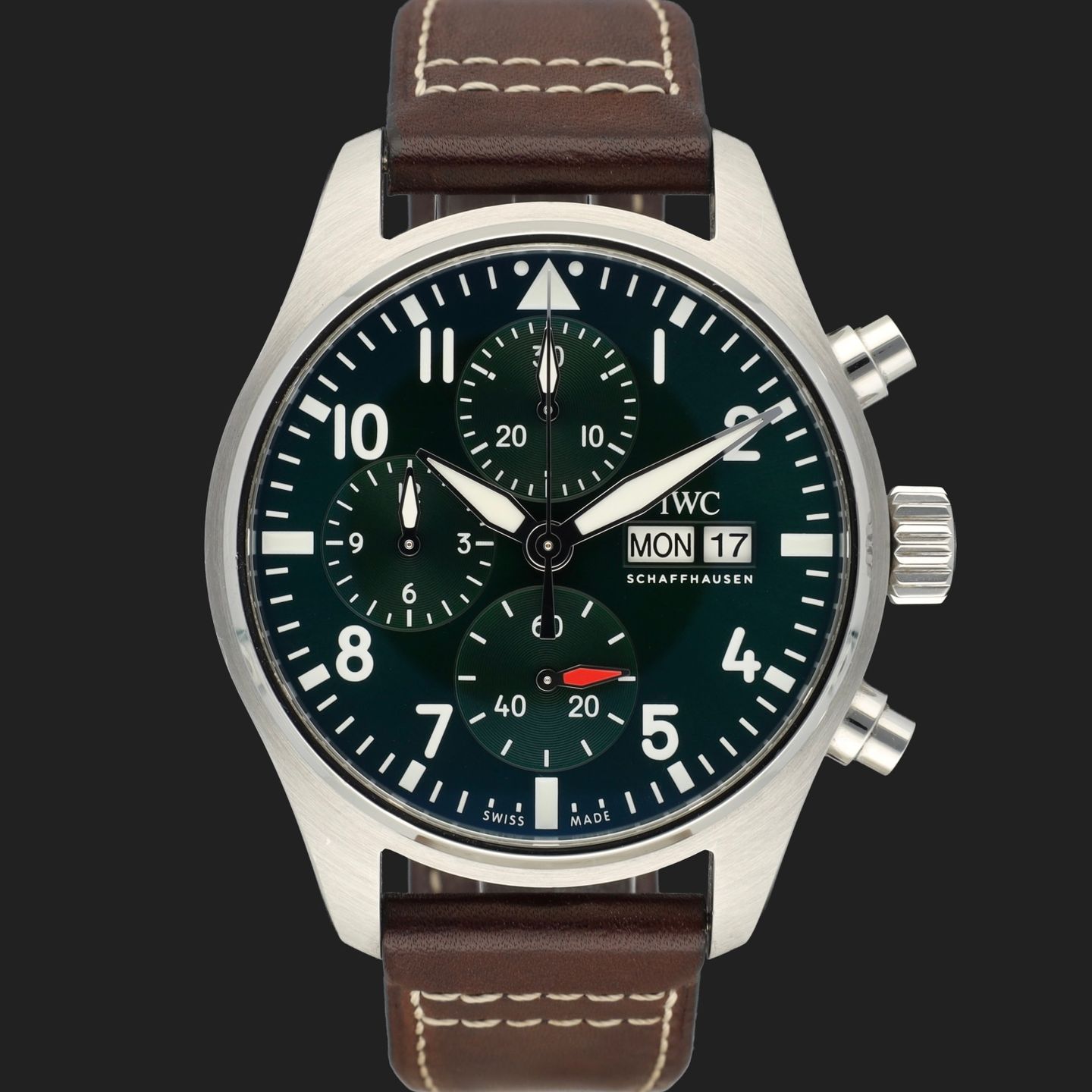 IWC Pilot Chronograph IW388103 (2022) - Groen wijzerplaat 41mm Staal (3/8)