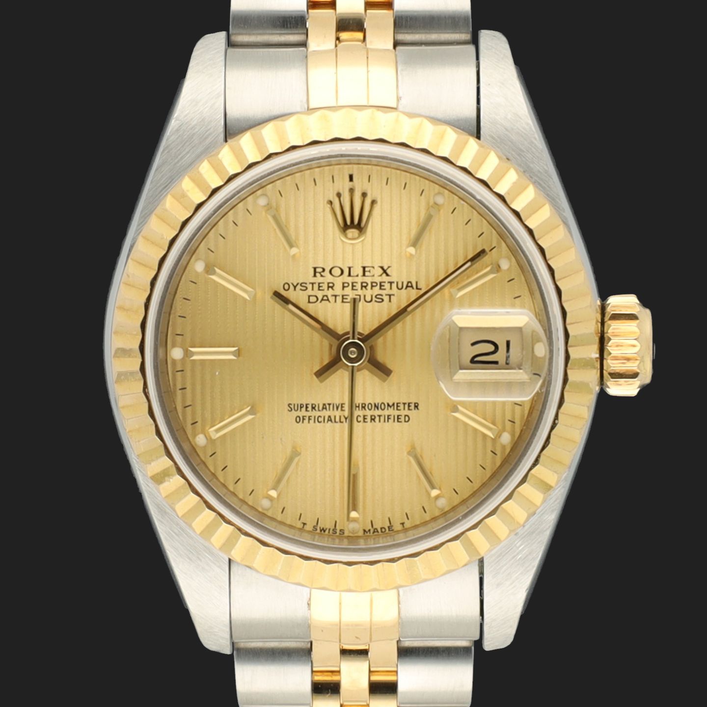 Rolex Lady-Datejust 69173 (1992) - Champagne dial 26 mm Gold/Steel case (3/8)