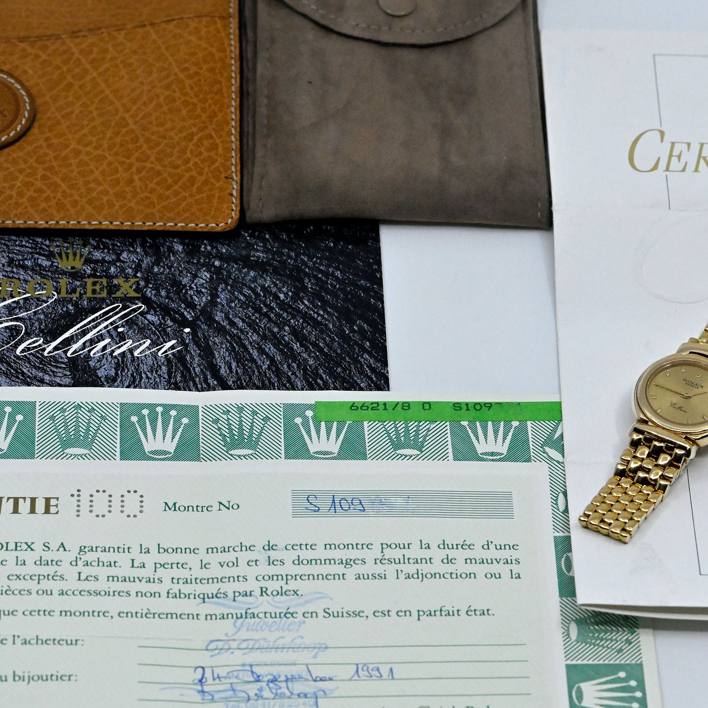 Rolex Cellini 6621 (1991) - Champagne wijzerplaat 26mm Geelgoud (7/8)