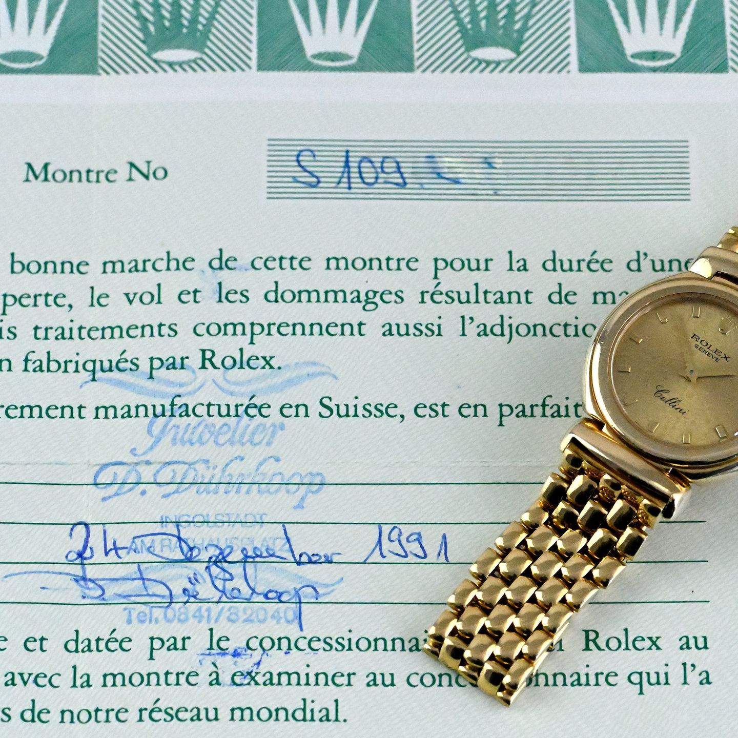 Rolex Cellini 6621 (1991) - Champagne wijzerplaat 26mm Geelgoud (2/8)