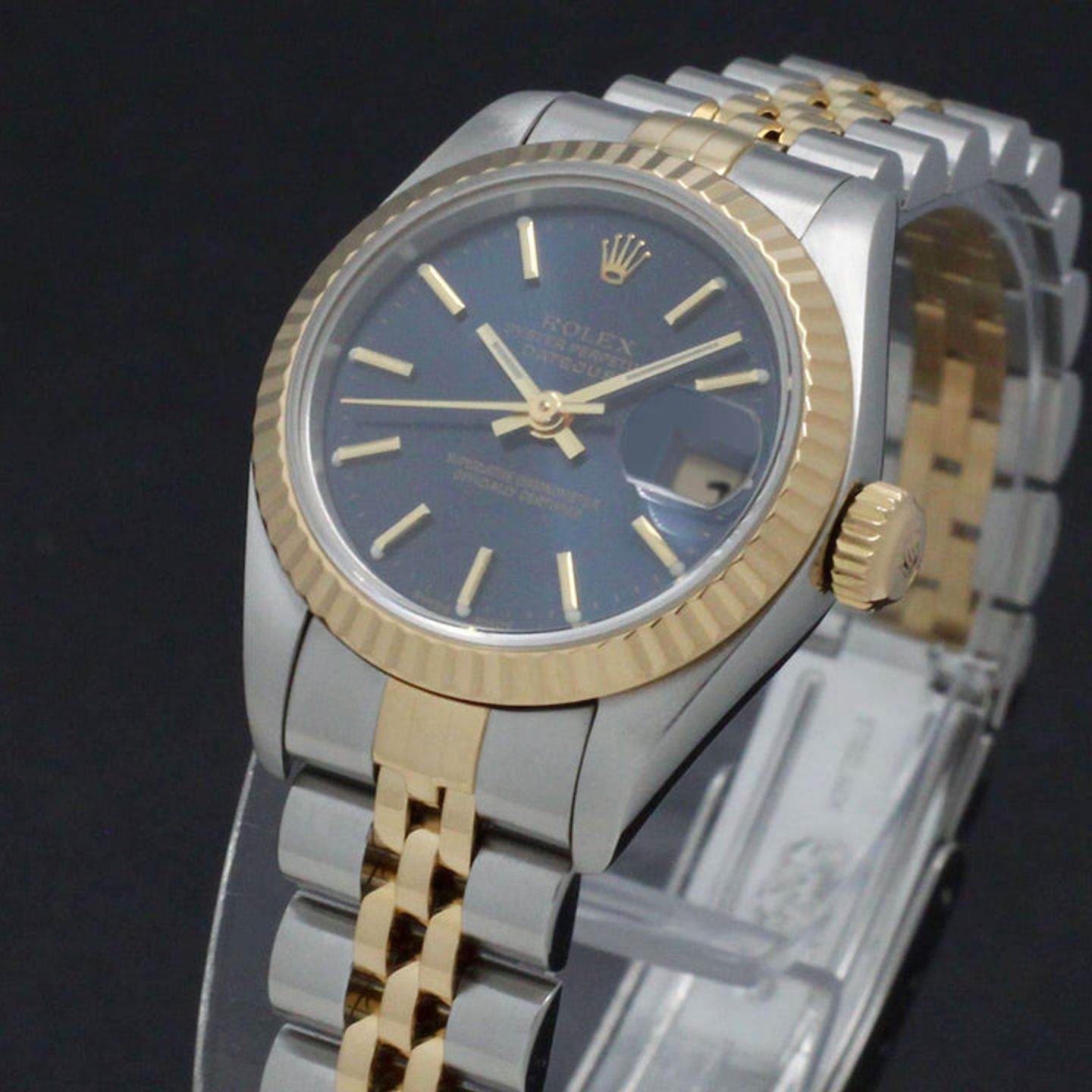 Rolex Lady-Datejust 79173 (2001) - Blue dial 26 mm Gold/Steel case (7/7)