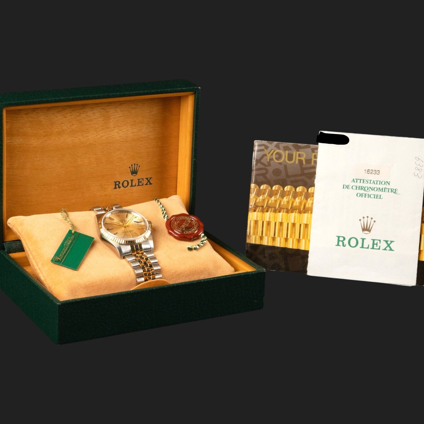 Rolex Datejust 36 16233 (1996) - Champagne dial 36 mm Gold/Steel case (8/8)