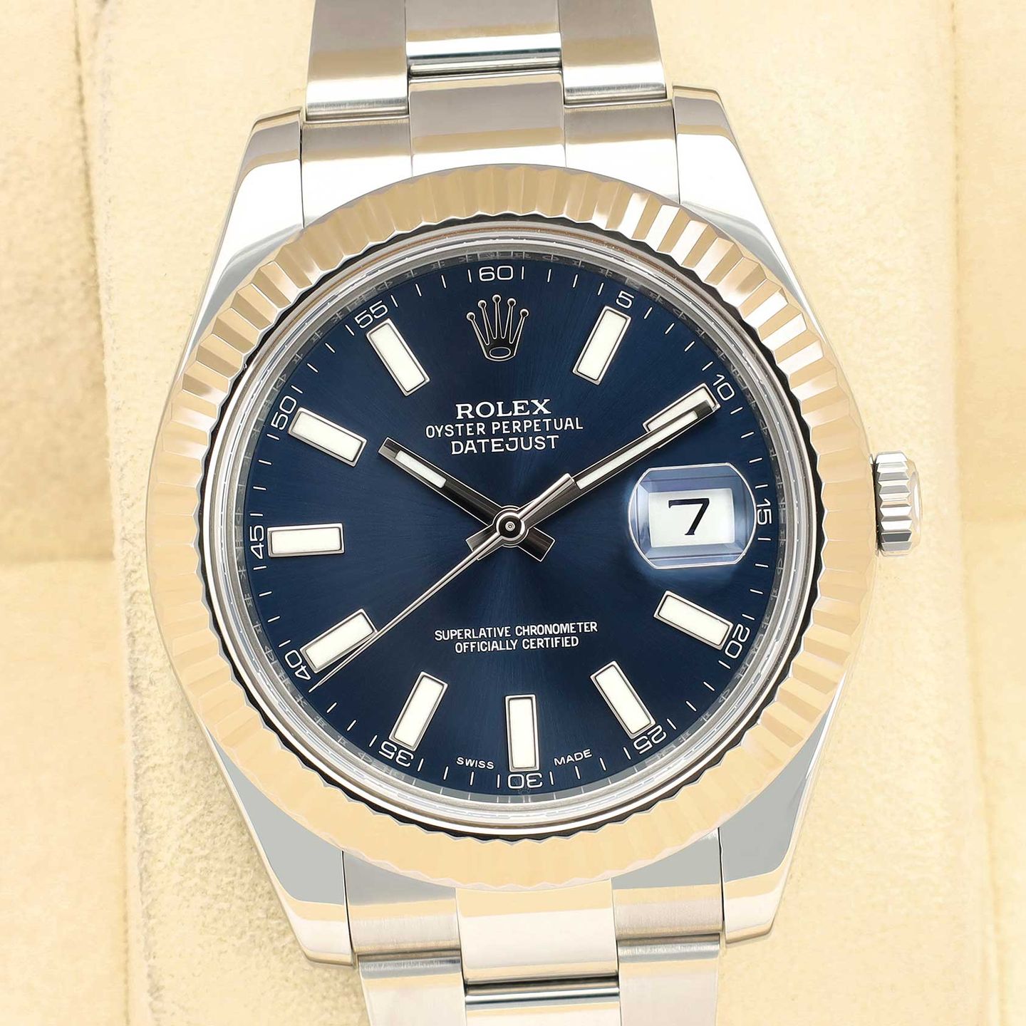 Rolex Datejust II 116334 (2016) - Blue dial 41 mm Steel case (1/8)