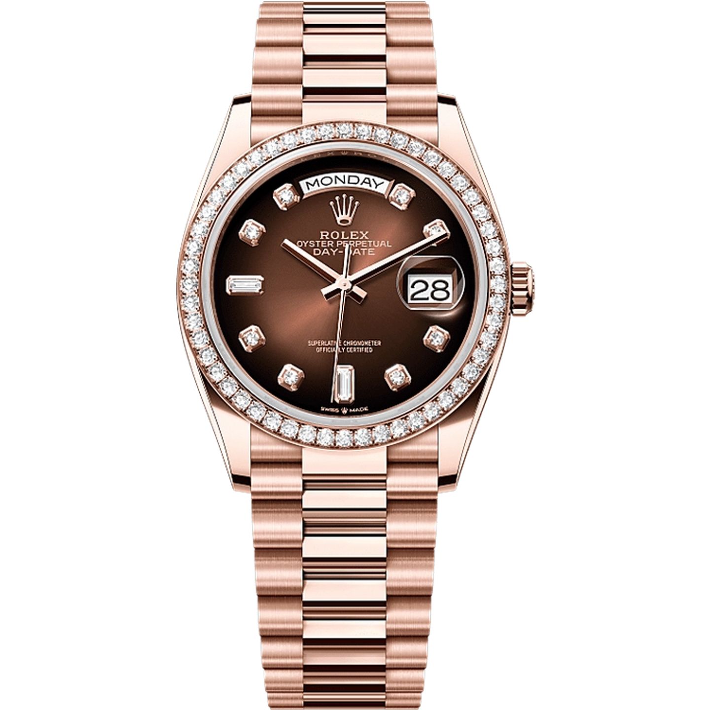 Rolex Day-Date 36 128345RBR (2025) - Bruin wijzerplaat 36mm Roségoud (1/1)
