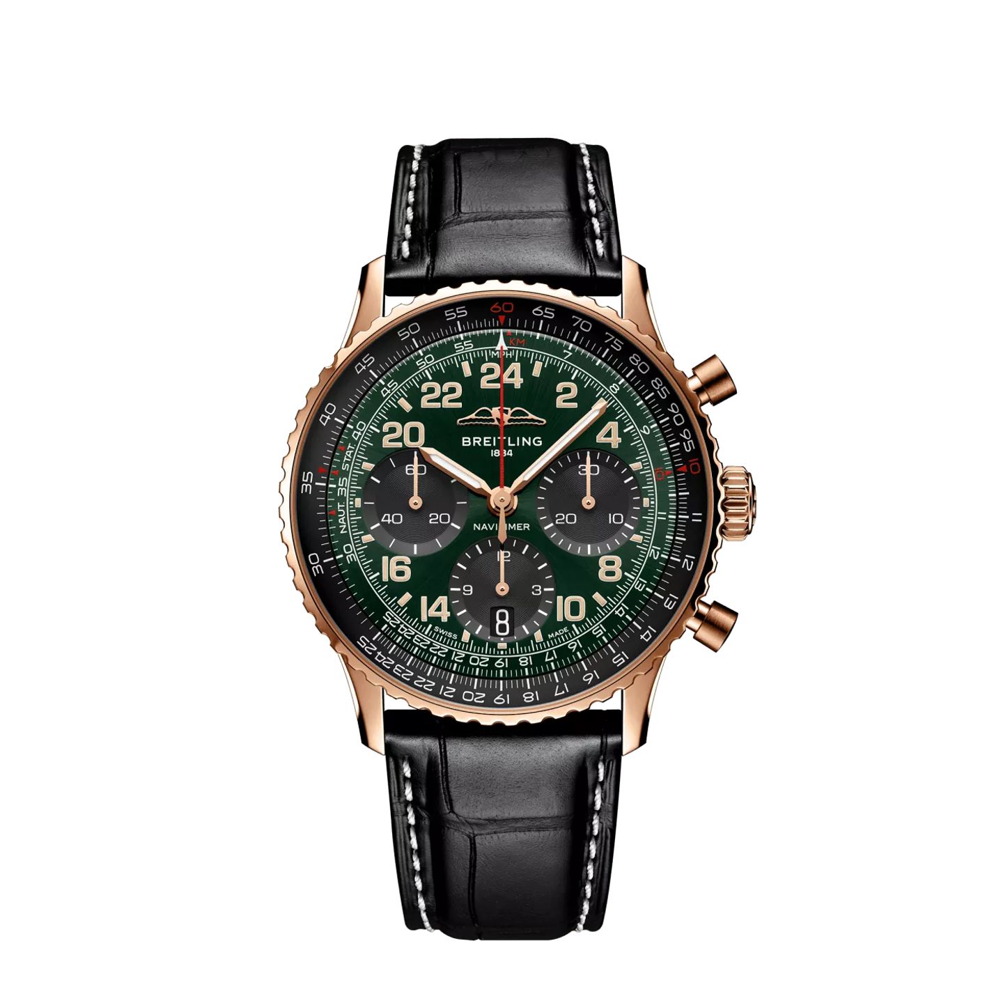 Breitling Navitimer RB12302A1L1P1 (2024) - Groen wijzerplaat 41mm Roodgoud (1/1)