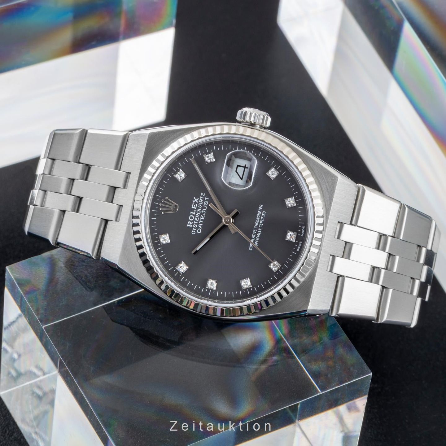 Rolex Datejust Oysterquartz 17014 (1984) - Grey dial 36 mm Gold/Steel case (2/8)