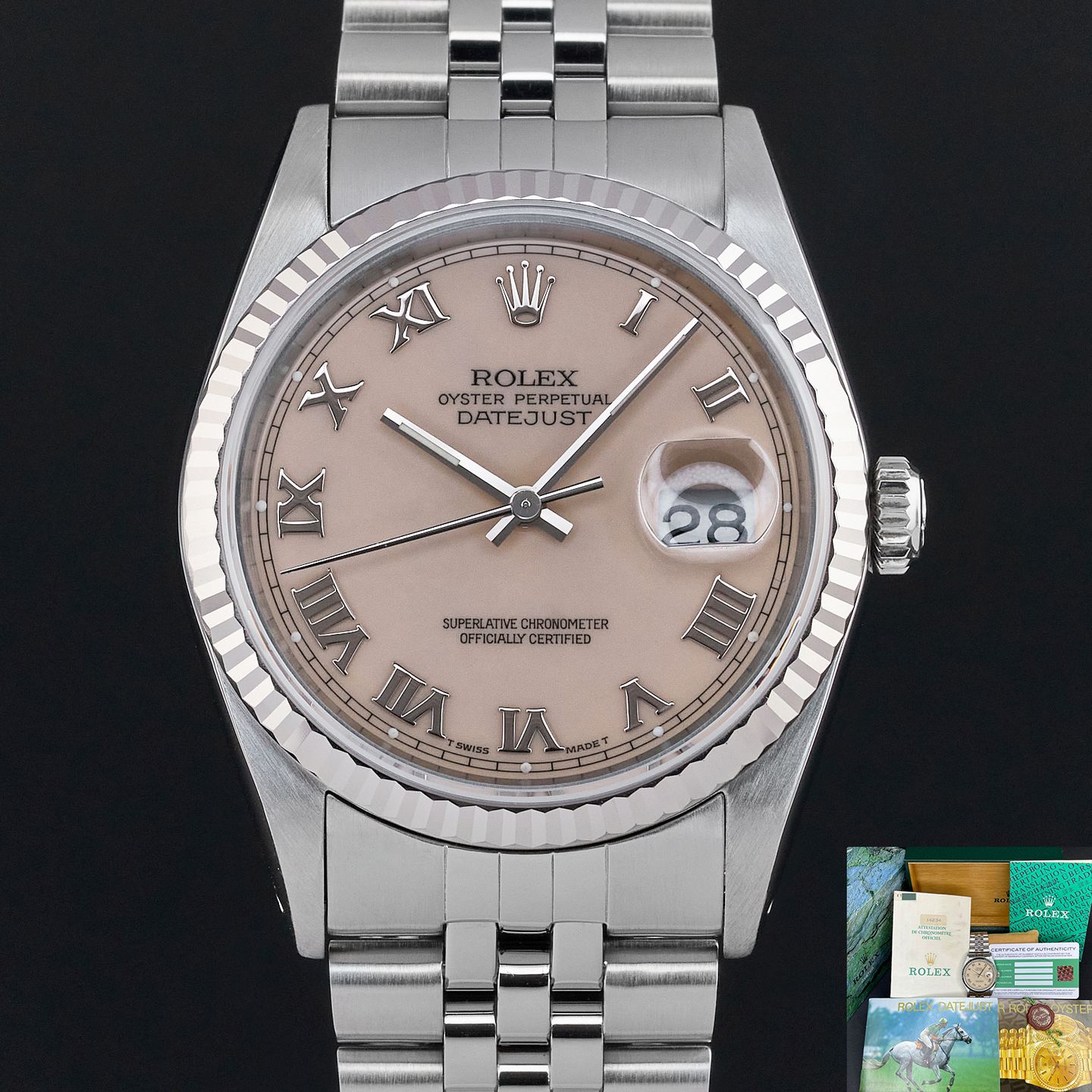 Rolex Datejust 36 16234 (1991) - Roze wijzerplaat 36mm Staal (1/8)