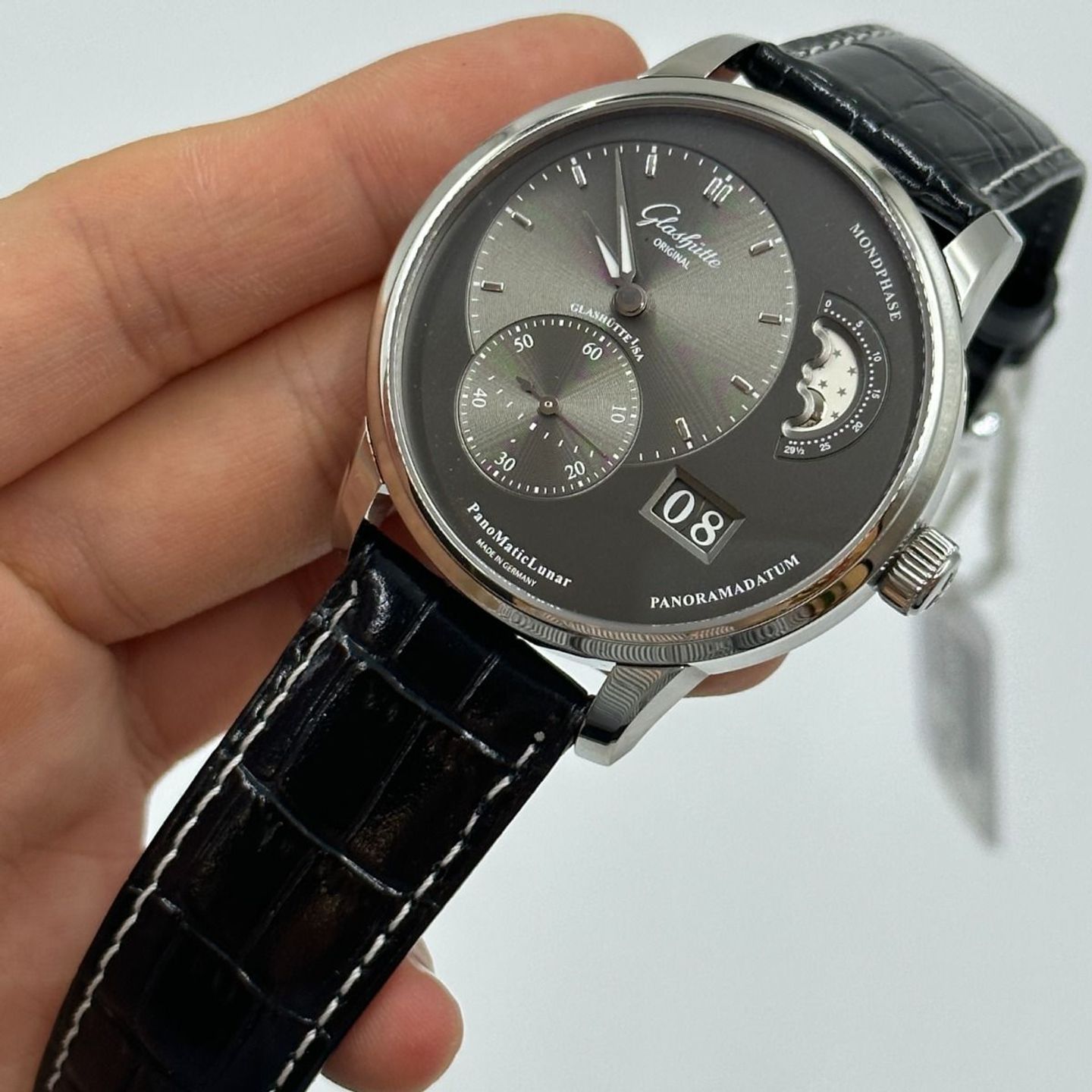 Glashütte Original PanoMaticLunar 1-90-02-43-32-05 (2024) - Grey dial 40 mm Steel case (7/8)