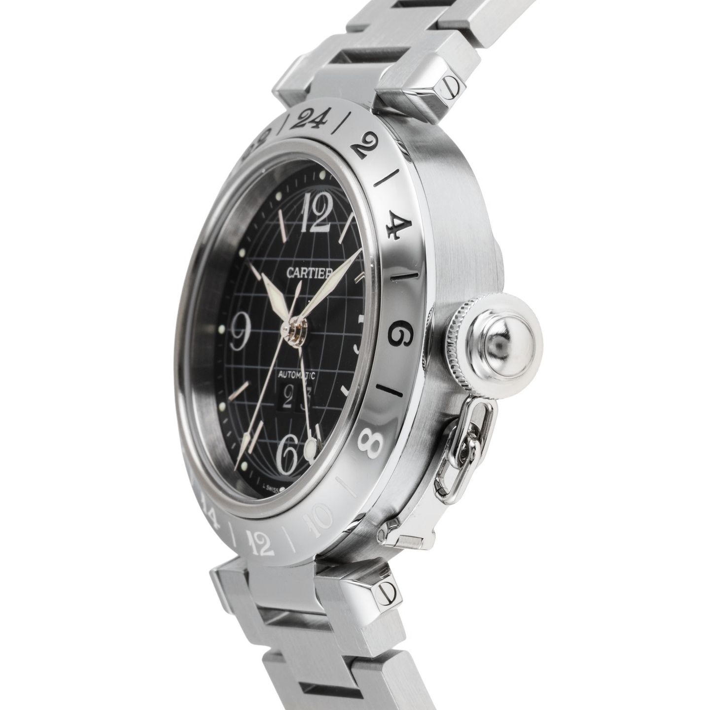 Cartier Pasha C W31049M7 (2005) - Zwart wijzerplaat 35mm Staal (6/8)